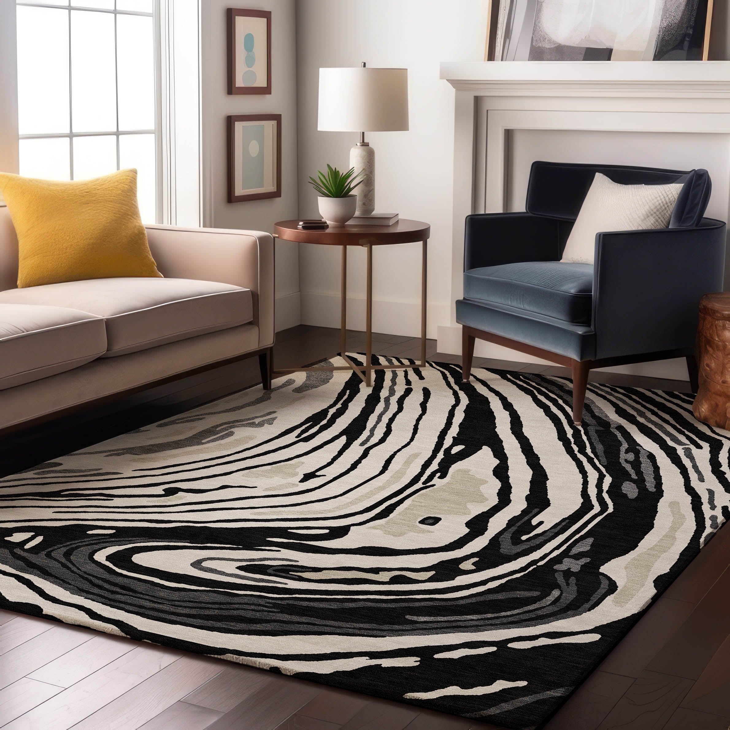 Vienna Machine Washable Transitional Black Rug 2'6" x 3'10" #shape_Rectangle