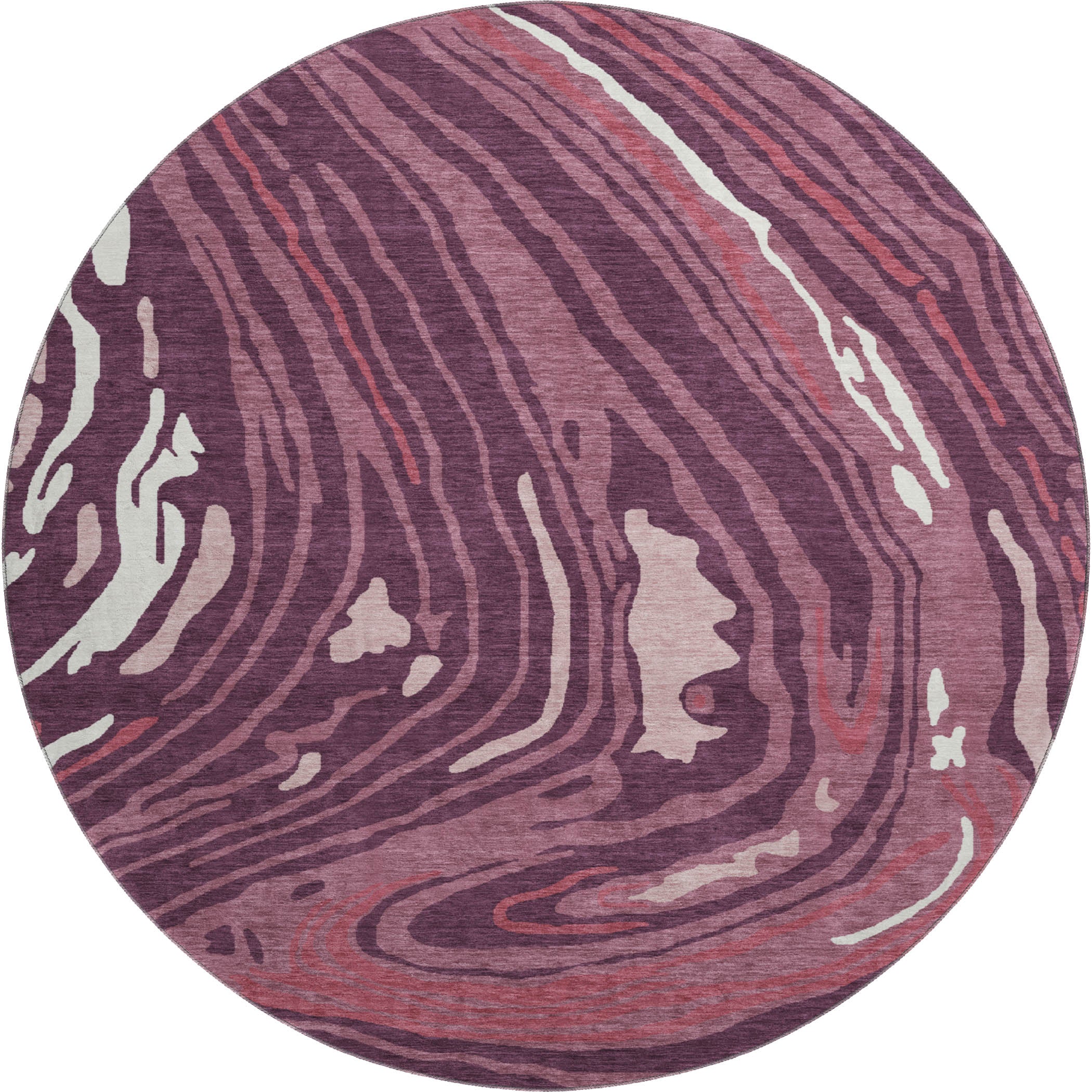 Vienna Machine Washable Transitional Garnet Red Rug 8' x 8' #shape_Round