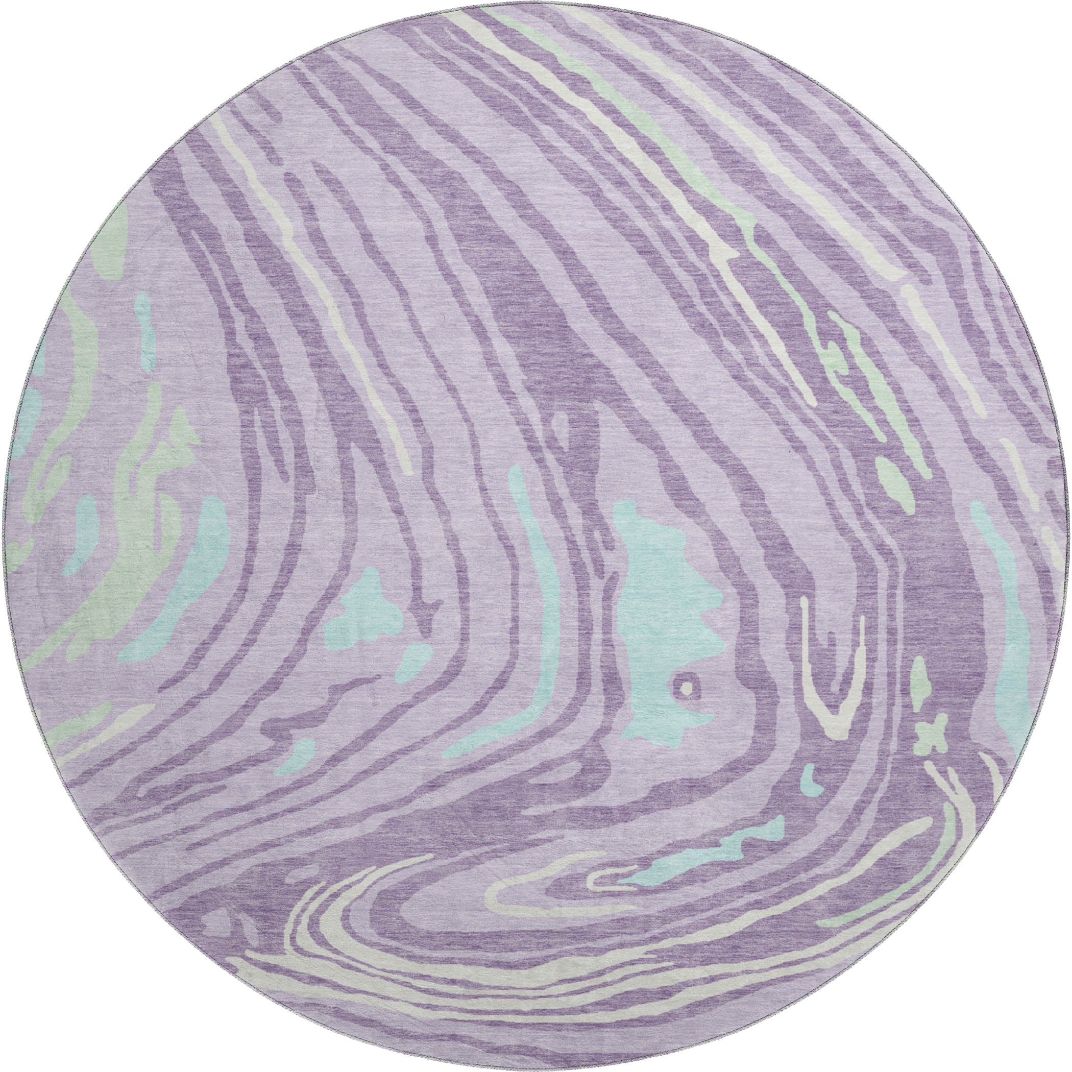 Vienna Machine Washable Transitional Lavender Purple Rug 8' x 8' #shape_Round