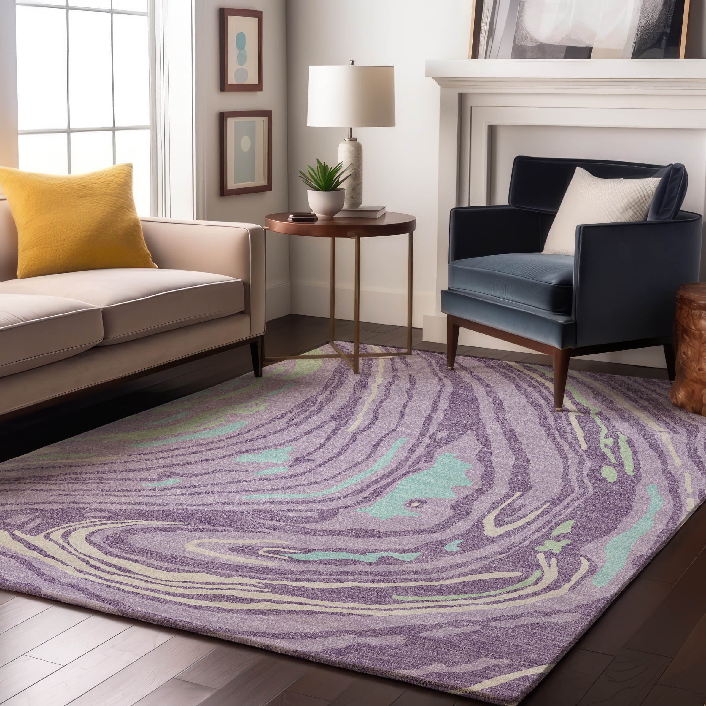 Vienna Machine Washable Transitional Lavender Purple Rug 2'6" x 3'10" #shape_Rectangle