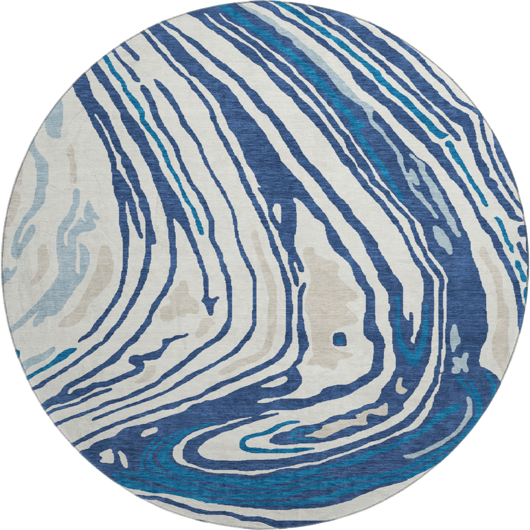 Vienna Machine Washable Transitional Navy Blue Rug 8' x 8' #shape_Round