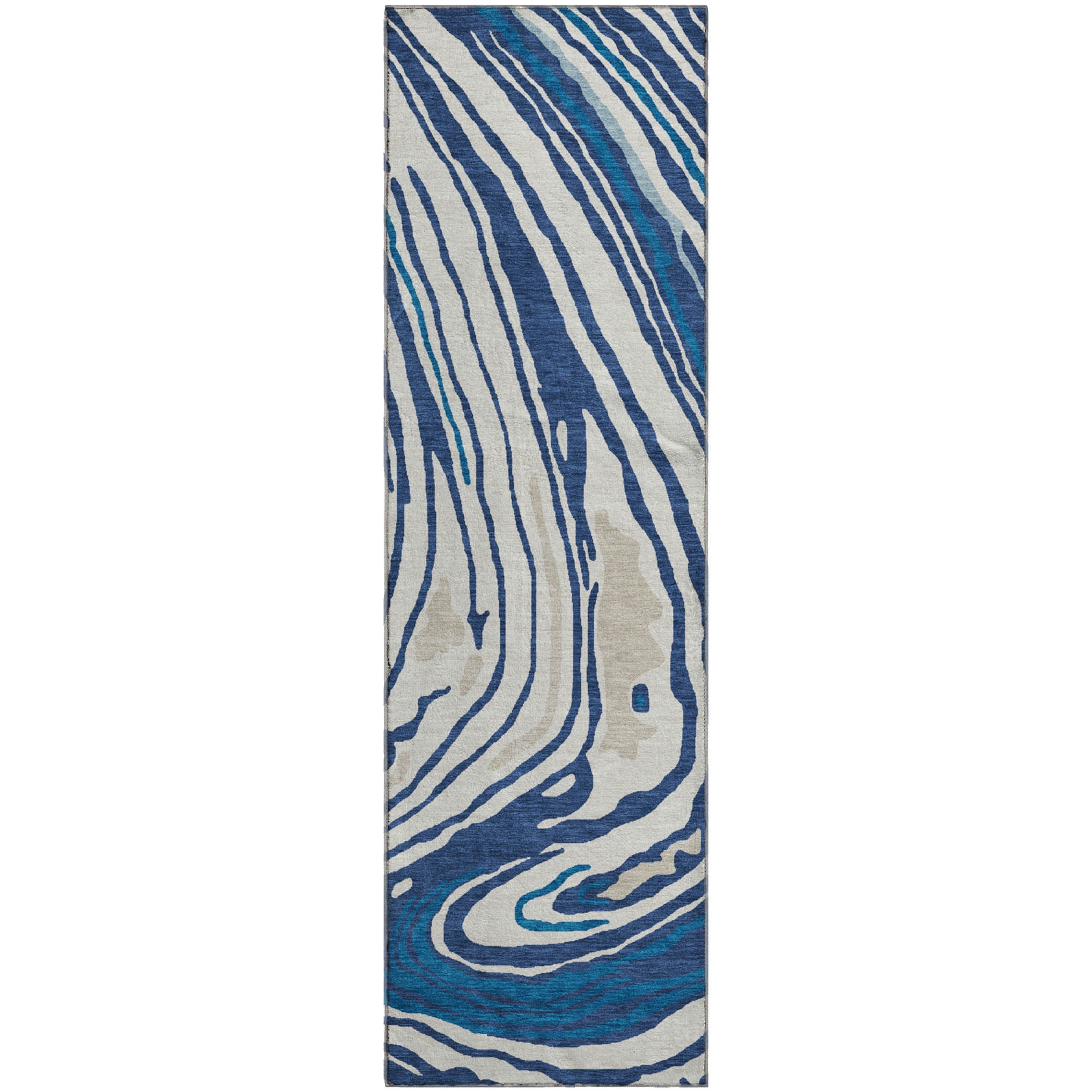 Vienna Machine Washable Transitional Navy Blue Rug 2'3" x 7'6" #shape_Runner