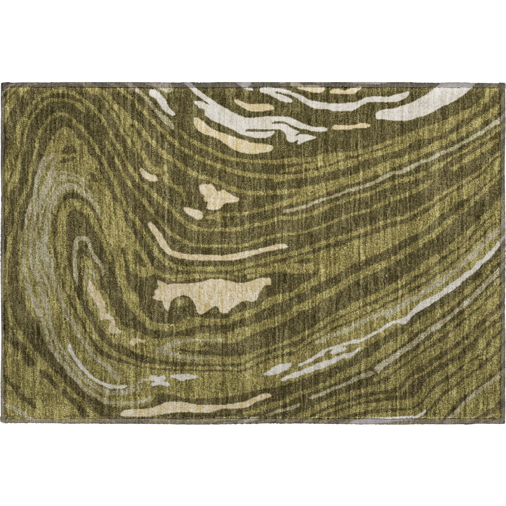 Vienna Machine Washable Transitional Olive Green Rug 1'8" x 2'6" #shape_Rectangle