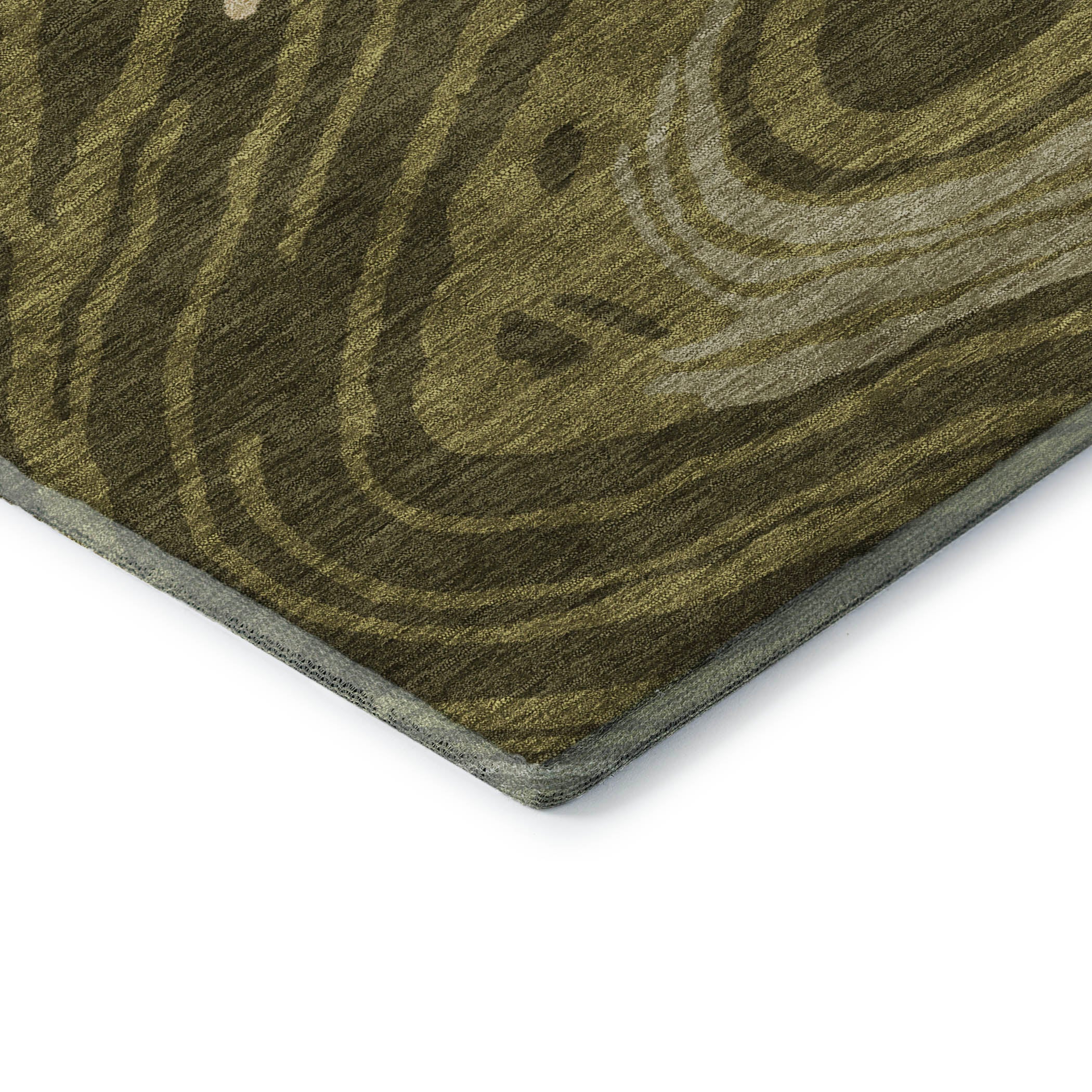 Vienna Machine Washable Transitional Olive Green Rug 1'8" x 2'6" #shape_Rectangle