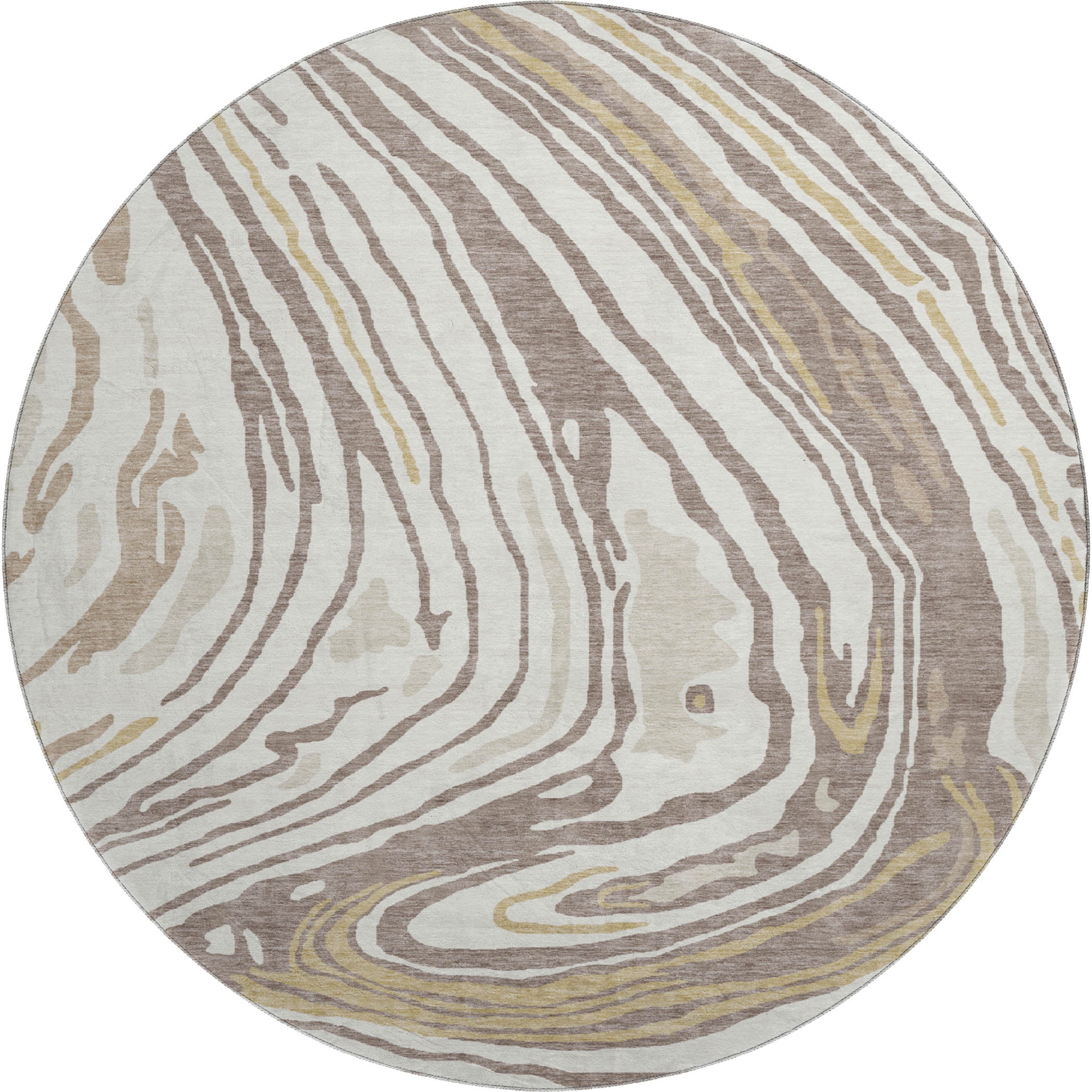Vienna Machine Washable Transitional Taupe Brown Rug 8' x 8' #shape_Round