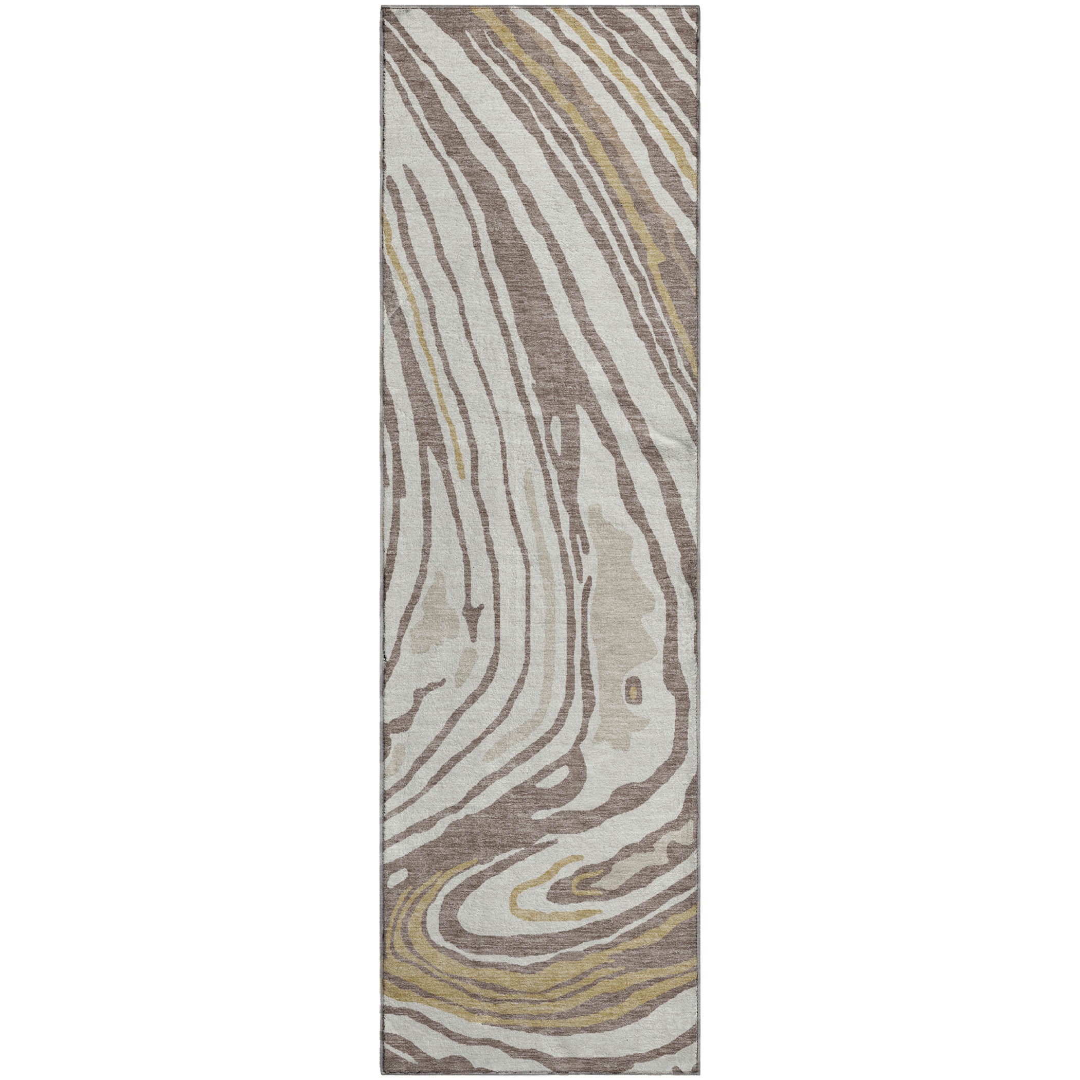 Vienna Machine Washable Transitional Taupe Brown Rug 2'3" x 7'6" #shape_Runner