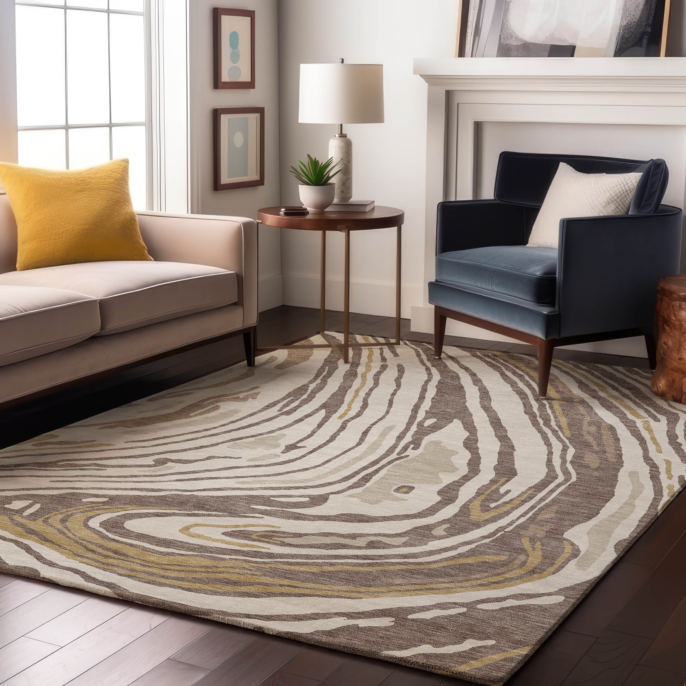 Vienna Machine Washable Transitional Taupe Brown Rug 2'6" x 3'10" #shape_Rectangle