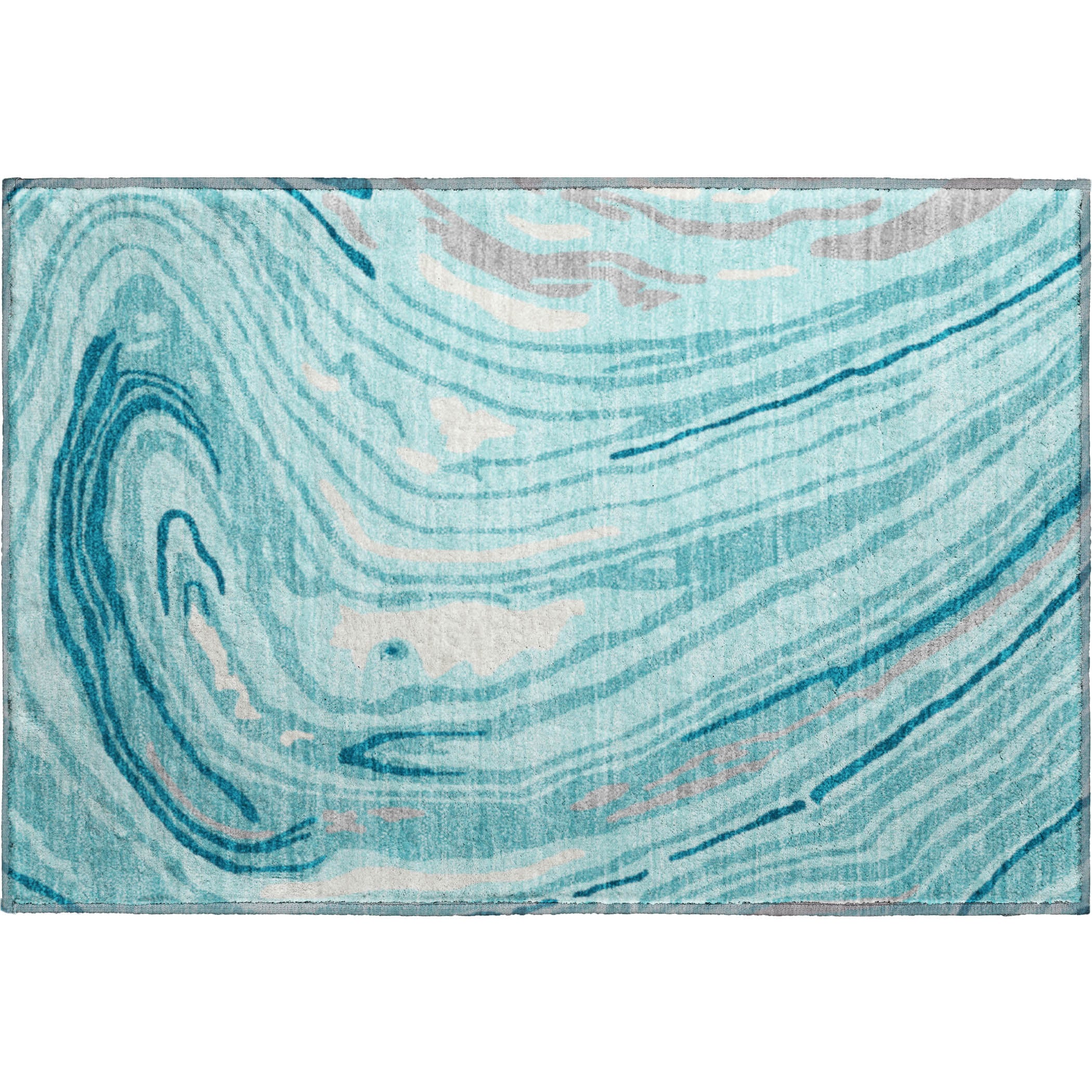 Vienna Machine Washable Transitional Turquoise Teal Rug 1'8" x 2'6" #shape_Rectangle