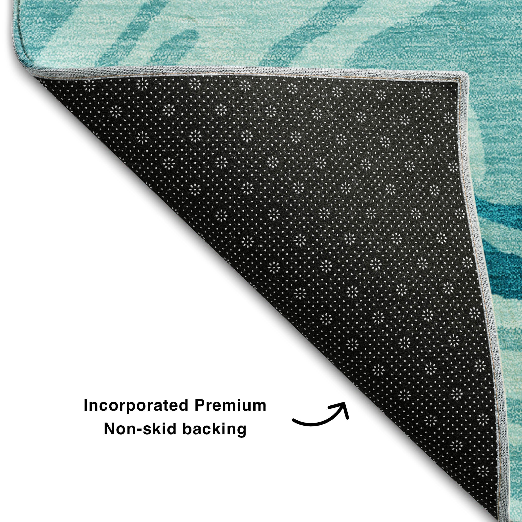 Vienna Machine Washable Transitional Turquoise Teal Rug 1'8" x 2'6" #shape_Rectangle