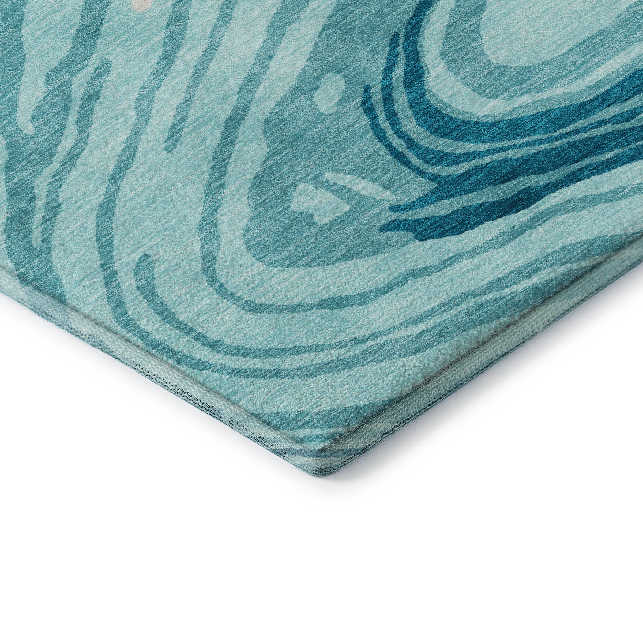 Vienna Machine Washable Transitional Turquoise Teal Rug 1'8" x 2'6" #shape_Rectangle