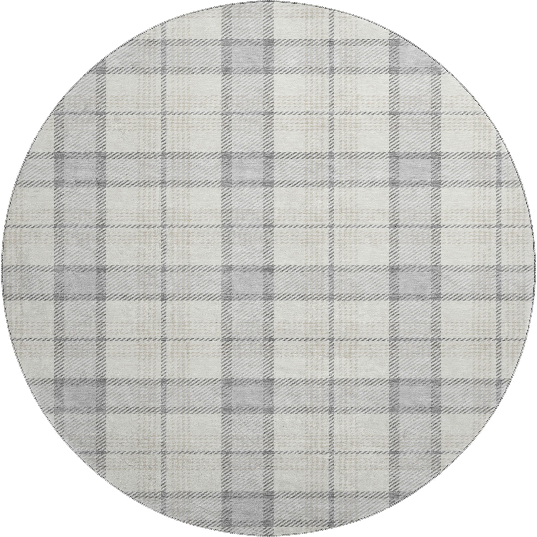 Marrakech Machine Washable Transitional Silver Gray Rug 8' x 8' #shape_Round