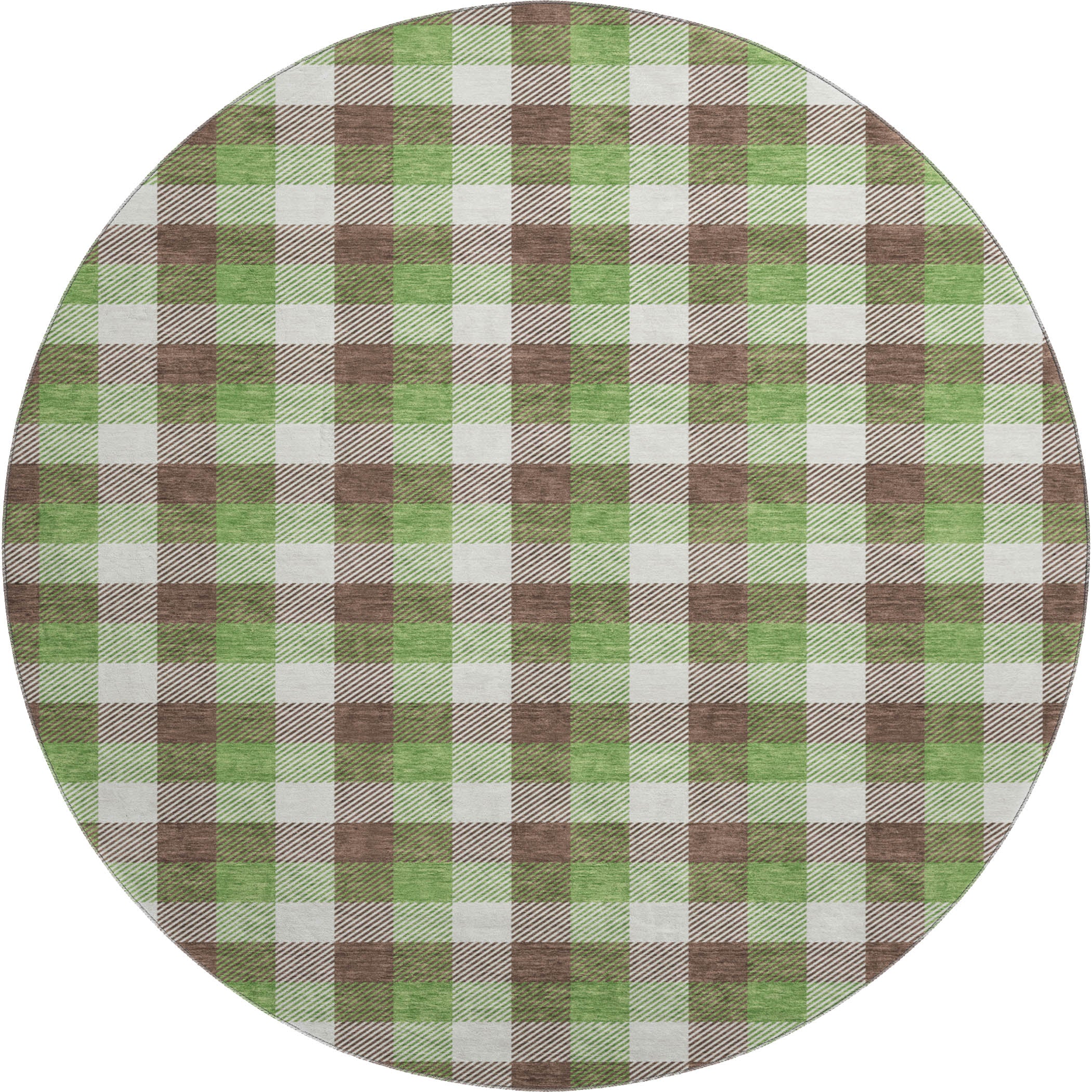 Seoul Machine Washable Transitional Brown Rug 8' x 8' #shape_Round
