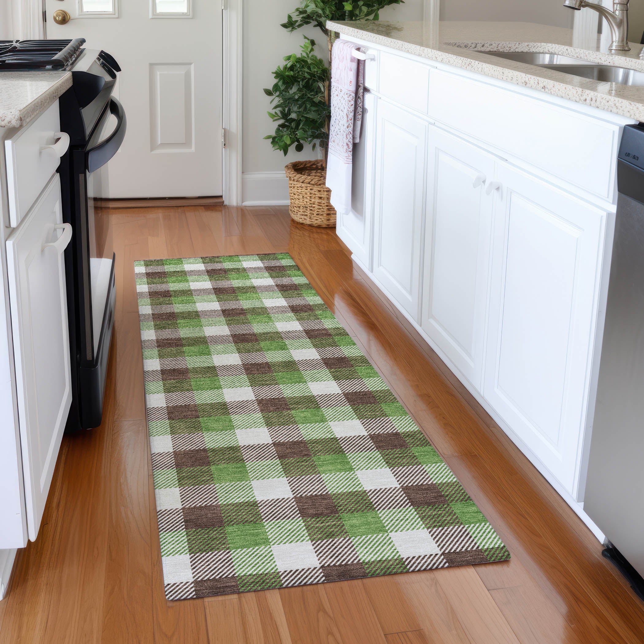 Seoul Machine Washable Transitional Brown Rug 2'3" x 7'6" #shape_Runner