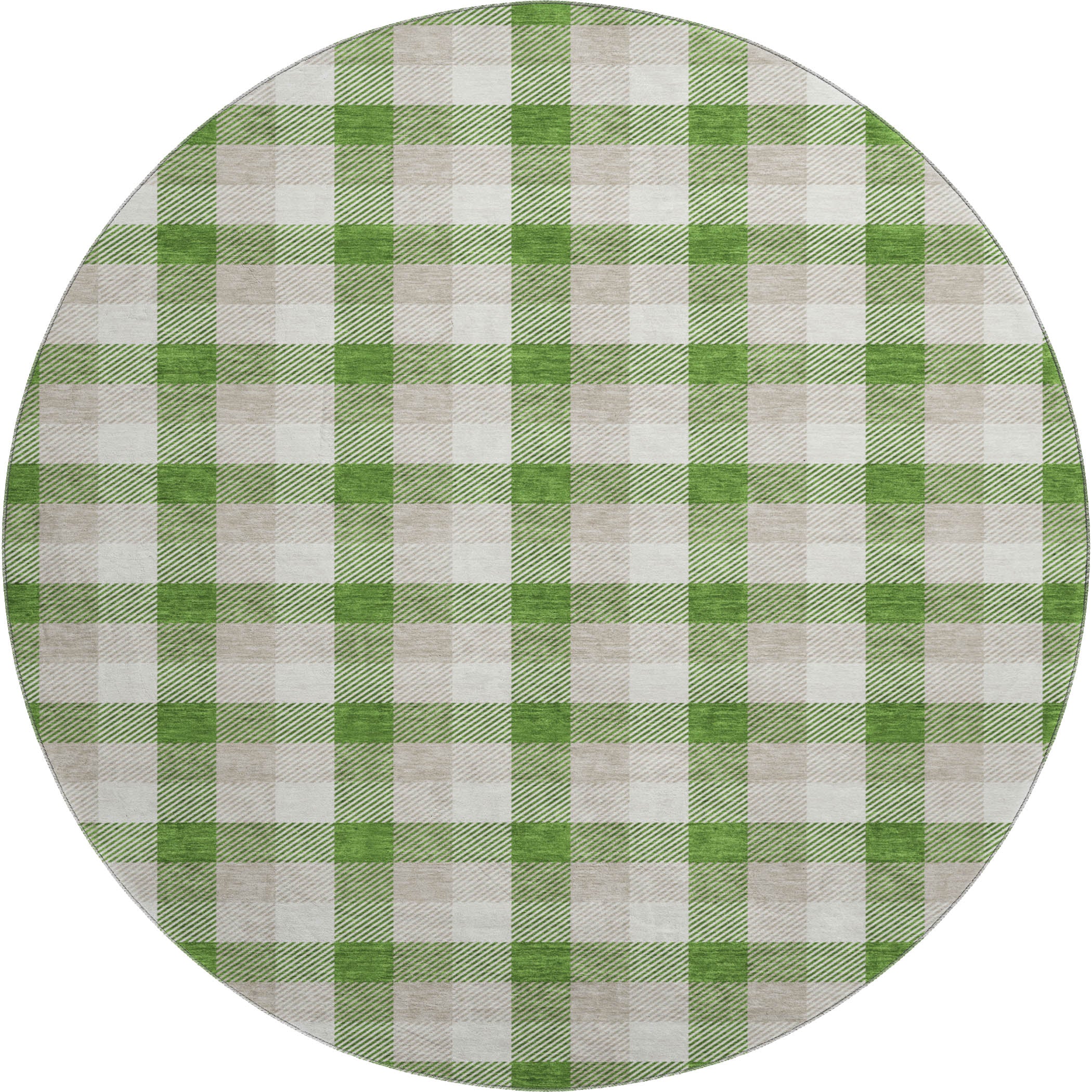 Seoul Machine Washable Transitional Emerald Green Rug 8' x 8' #shape_Round