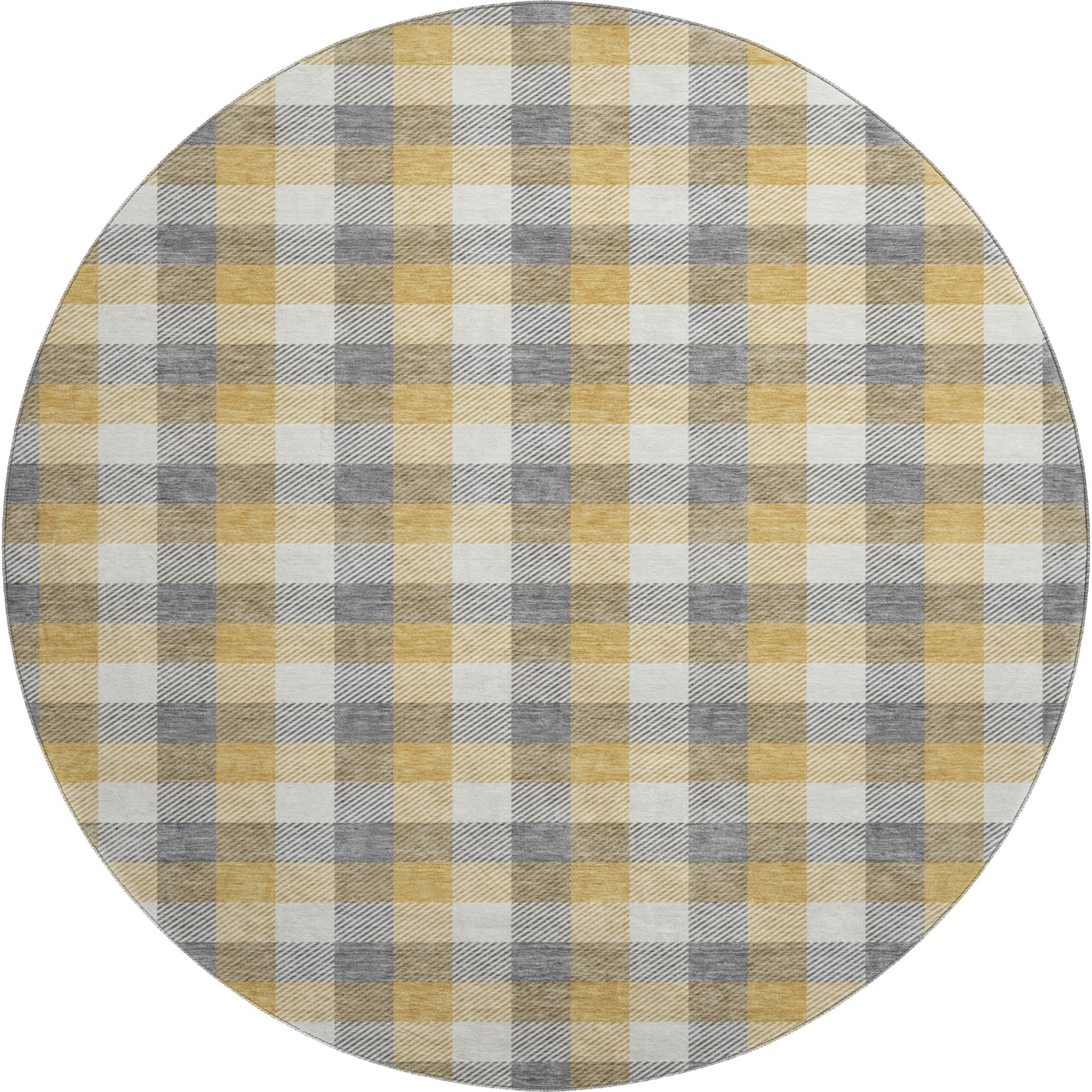 Seoul Machine Washable Transitional Gray Rug 8' x 8' #shape_Round