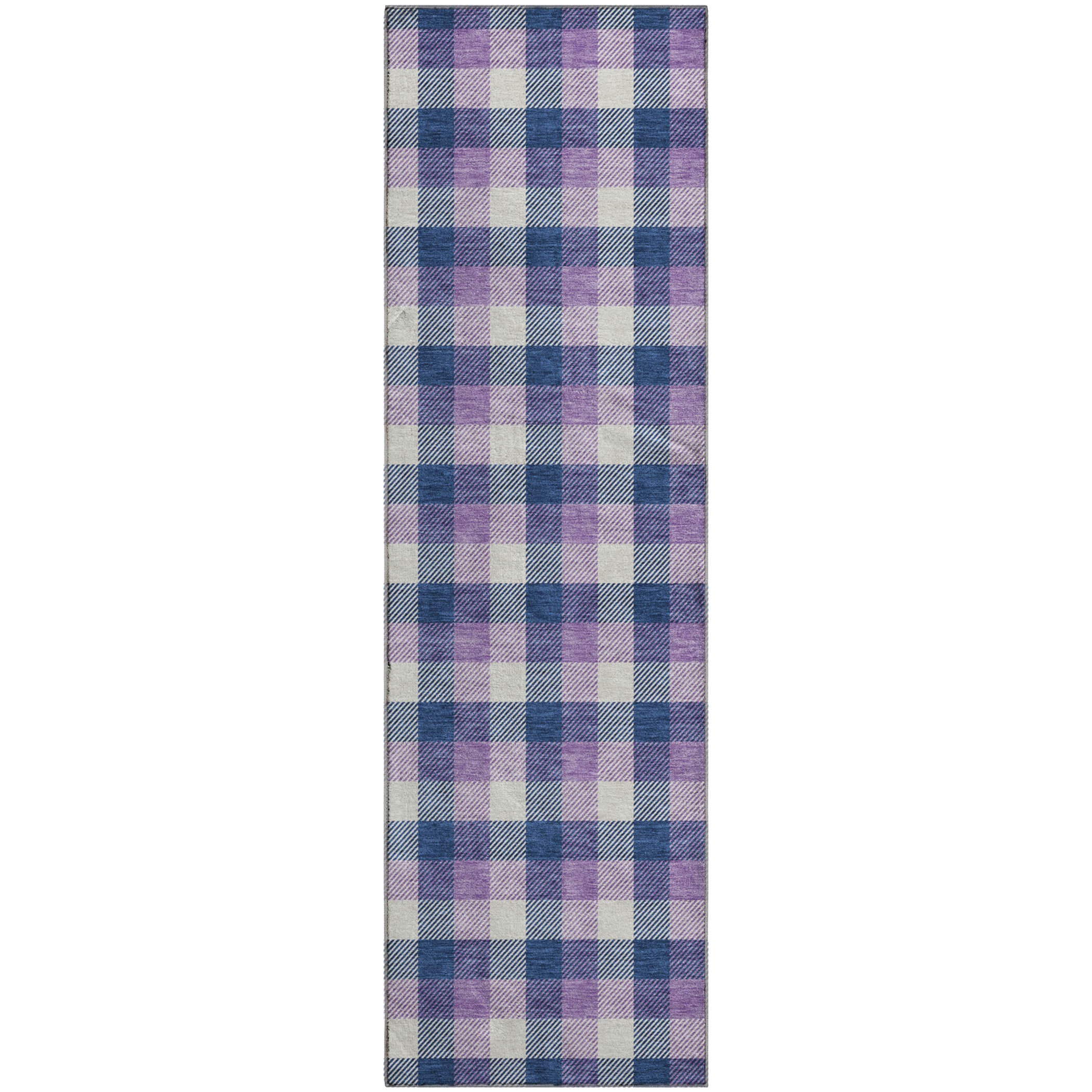 Seoul Machine Washable Transitional Navy Blue Rug 2'3" x 7'6" #shape_Runner