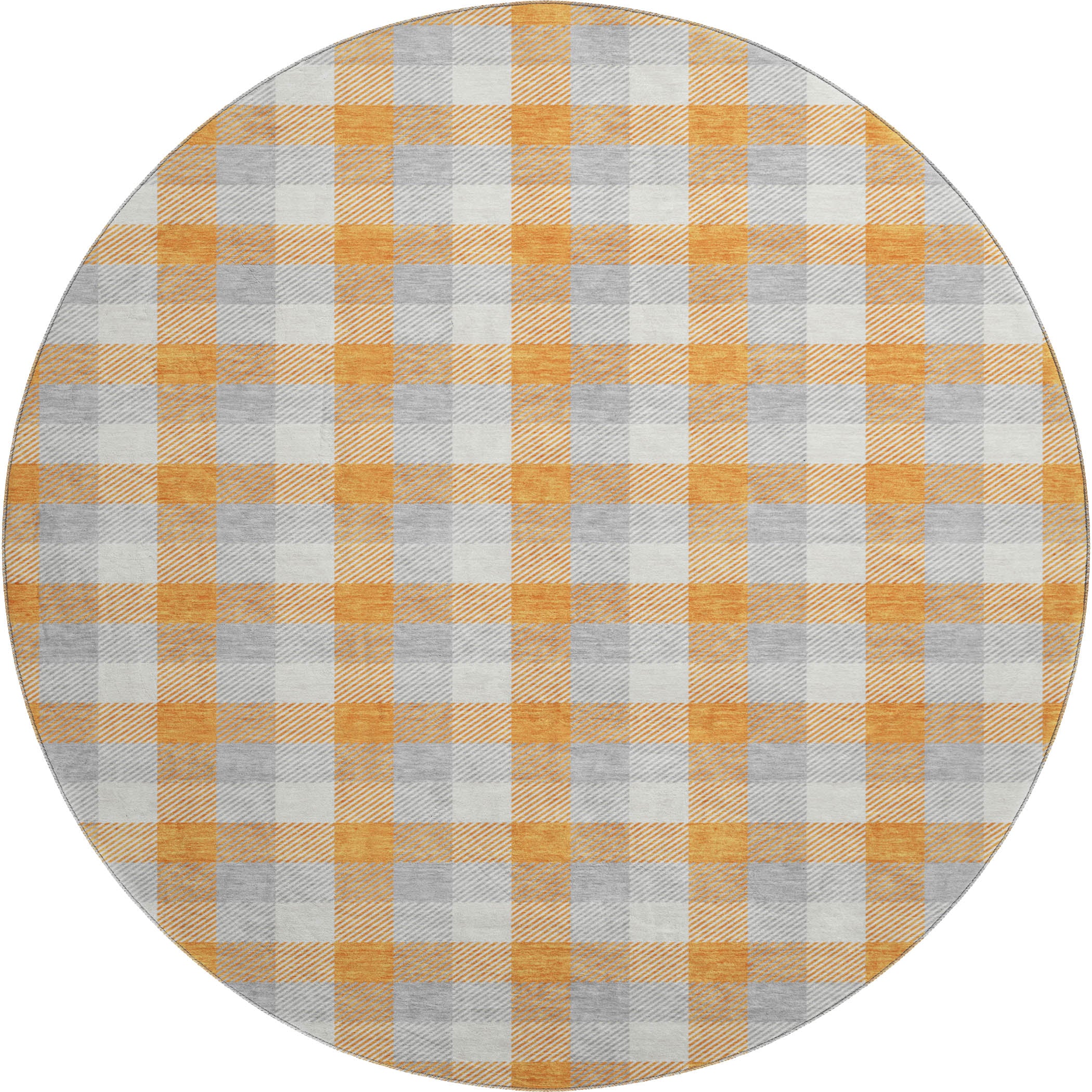 Seoul Machine Washable Transitional Orange Rug 8' x 8' #shape_Round