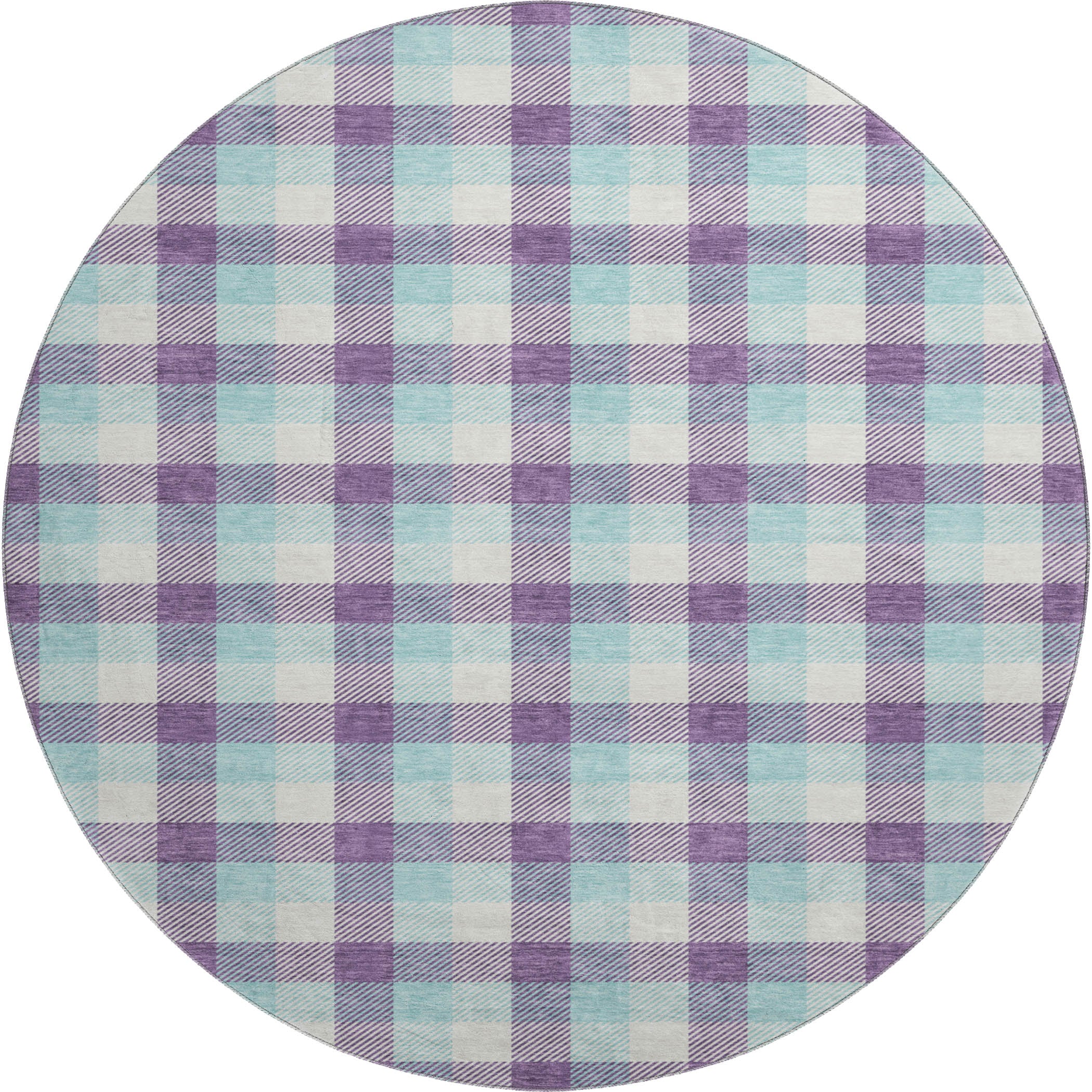 Seoul Machine Washable Transitional Purple Rug 8' x 8' #shape_Round