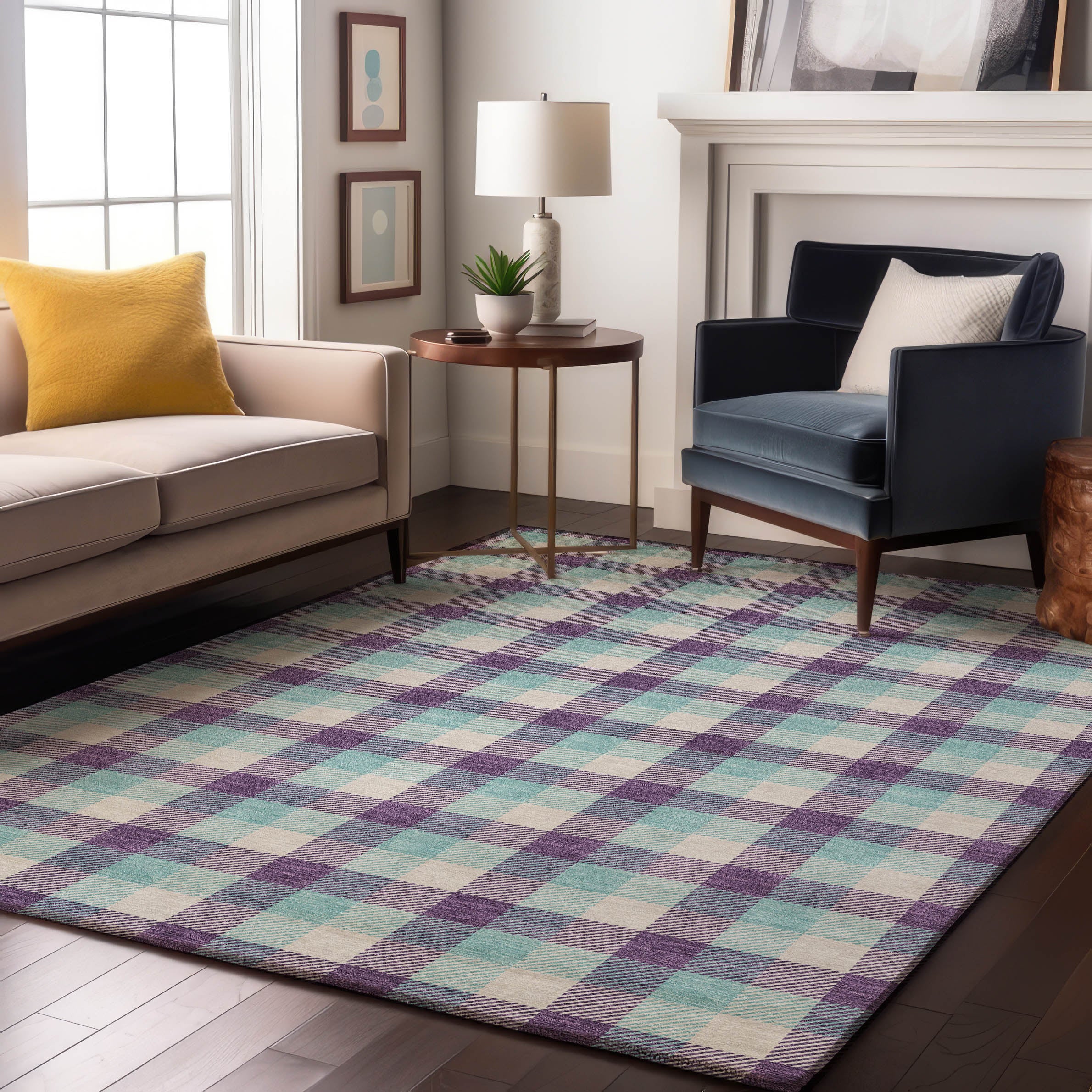 Seoul Machine Washable Transitional Purple Rug 2'6" x 3'10" #shape_Rectangle
