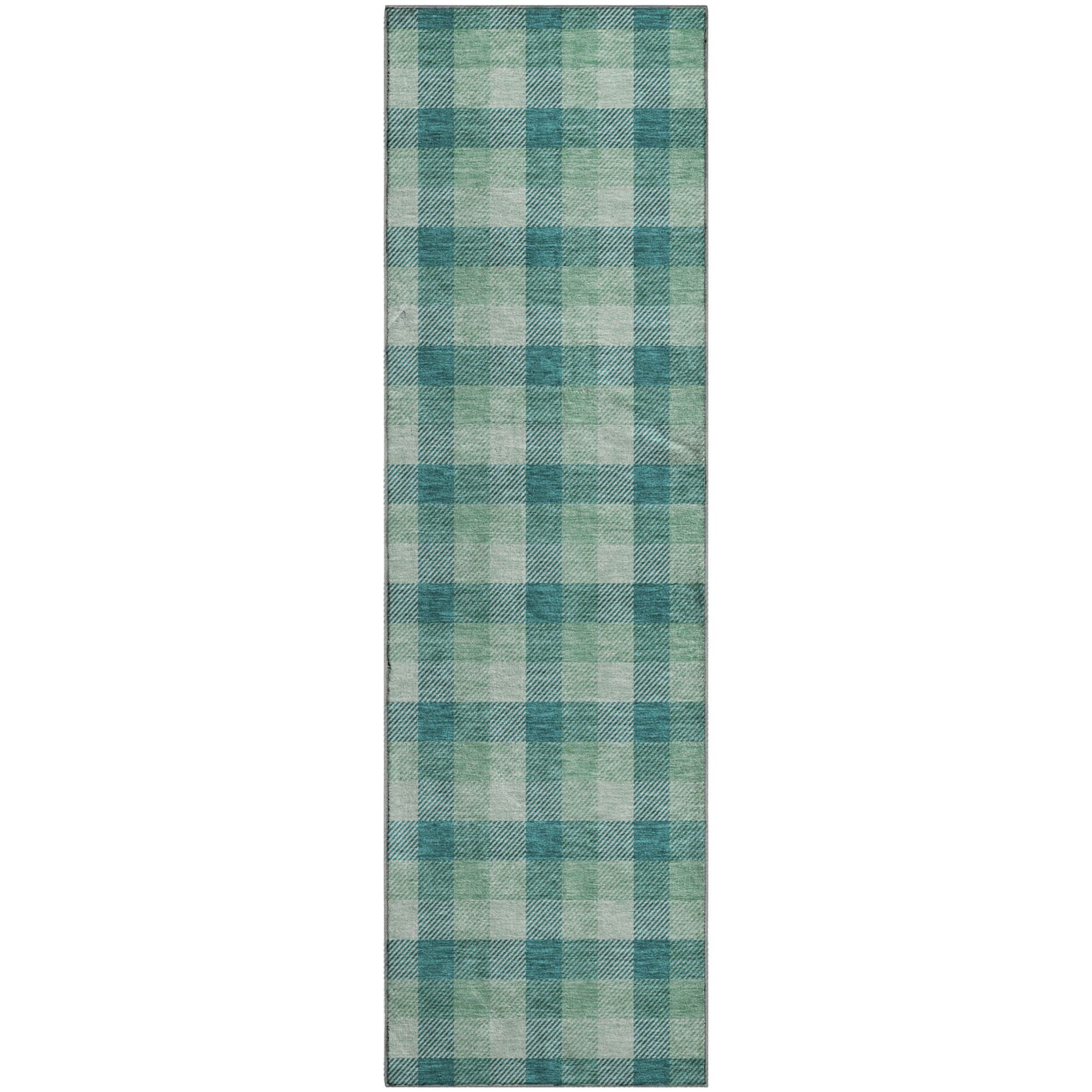 Seoul Machine Washable Transitional Seafoam Blue Rug 2'3" x 7'6" #shape_Runner
