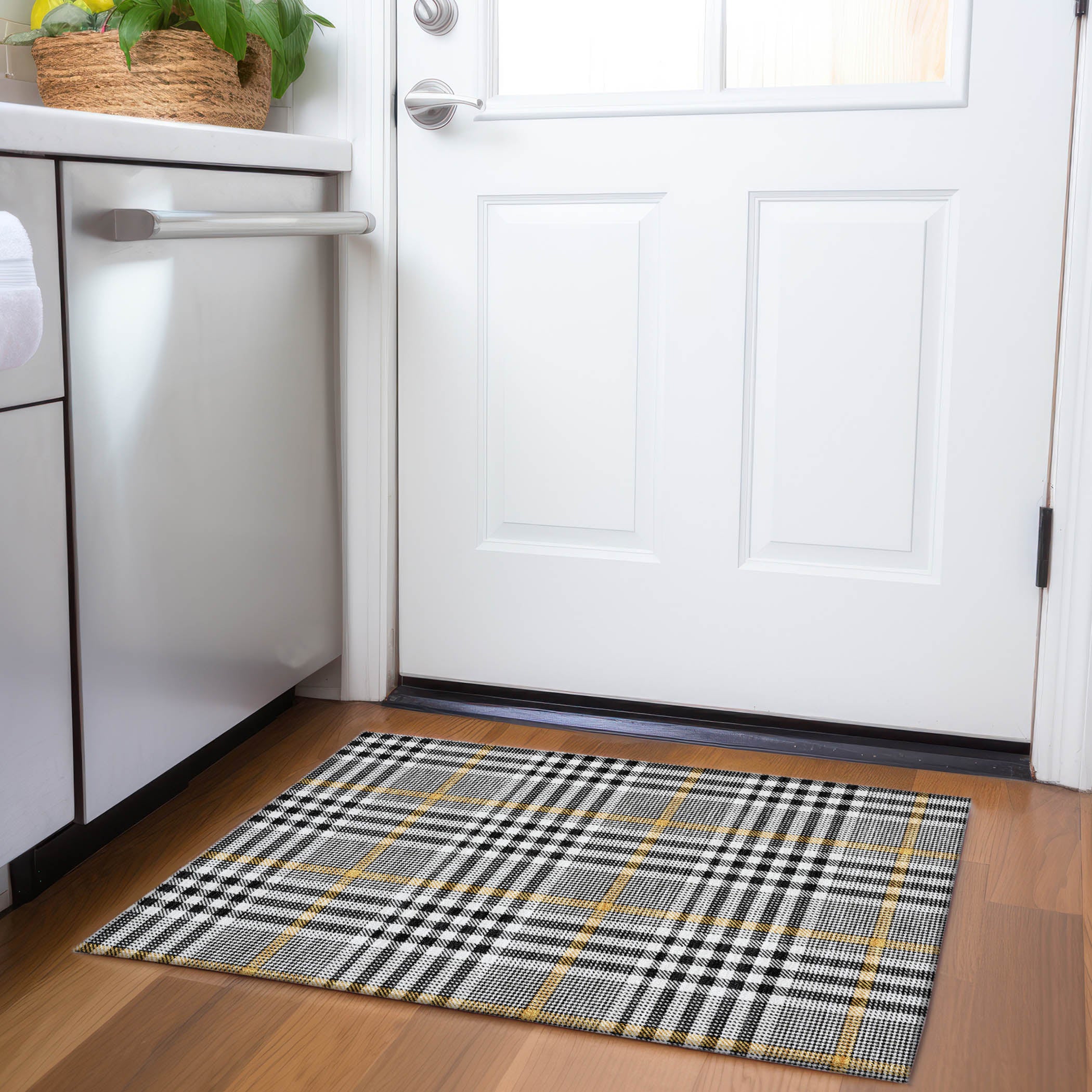 Montevideo Machine Washable Transitional Black Rug 1'8" x 2'6" #shape_Rectangle