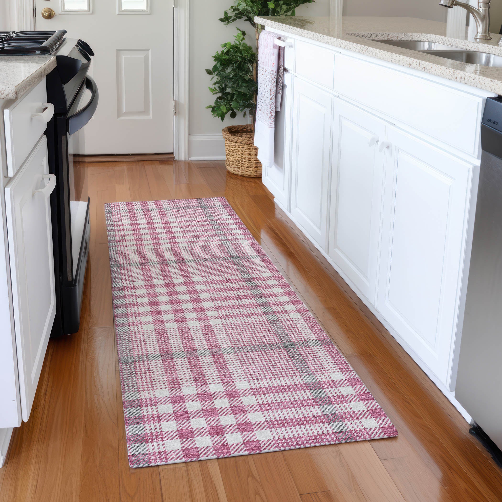Montevideo Machine Washable Transitional Blush Pink Rug 2'3" x 7'6" #shape_Runner
