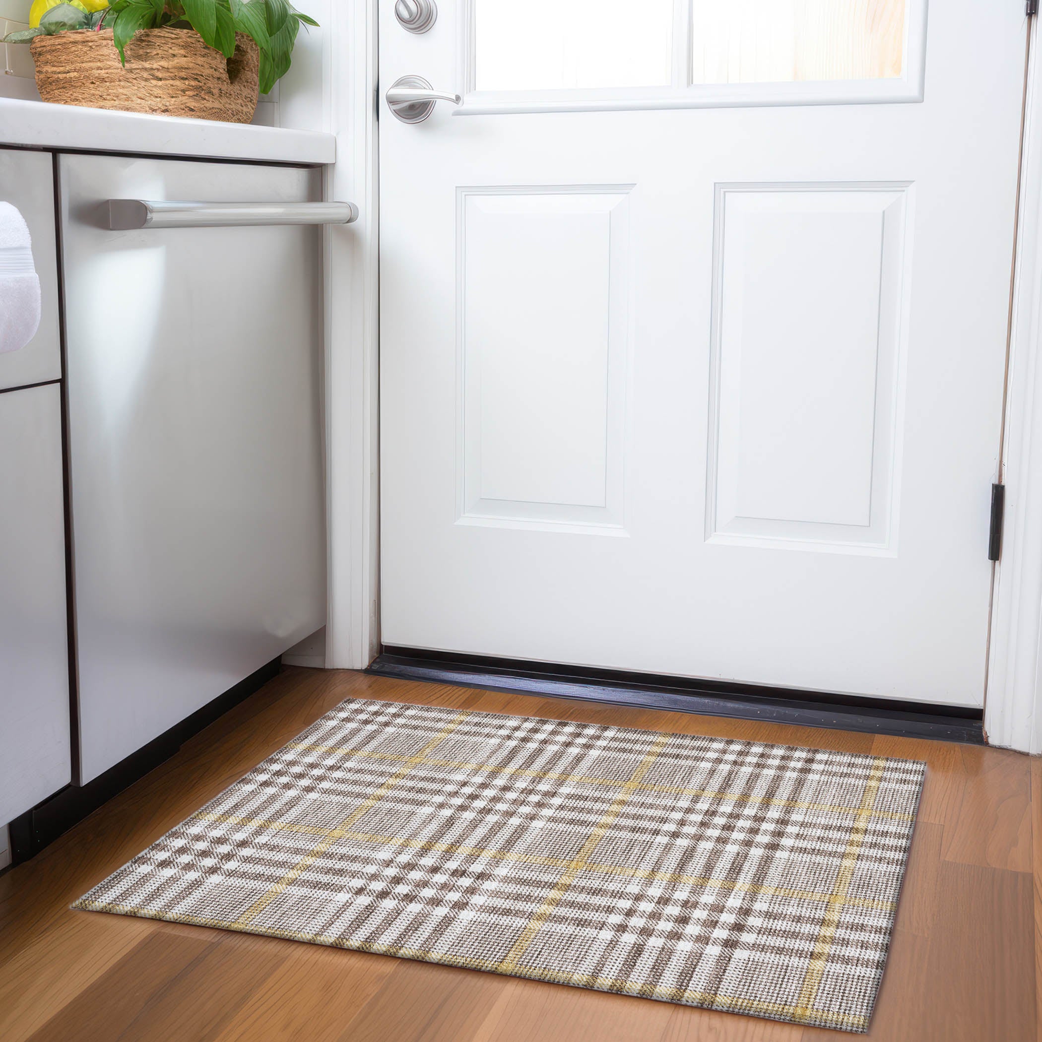 Montevideo Machine Washable Transitional Brown Rug 1'8" x 2'6" #shape_Rectangle