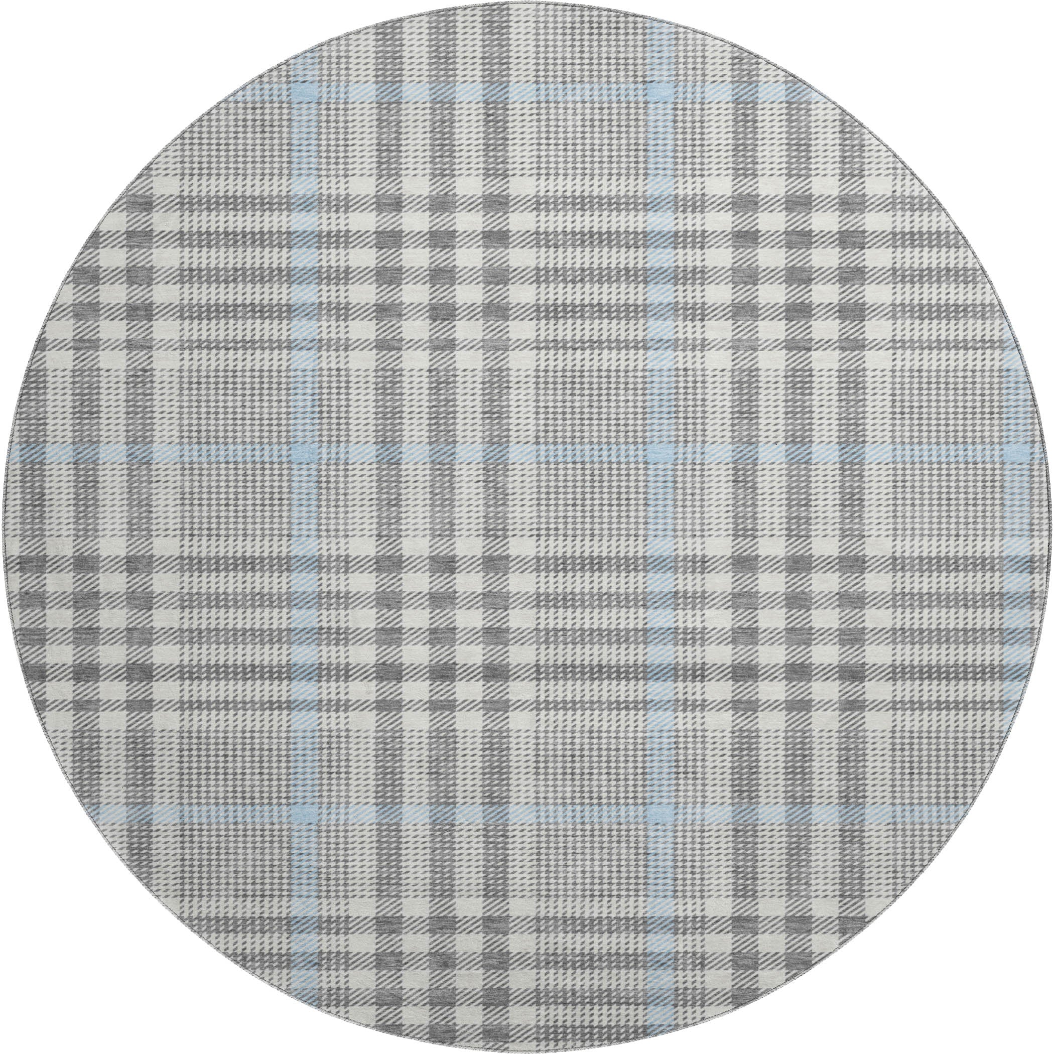 Montevideo Machine Washable Transitional Gray Rug 8' x 8' #shape_Round