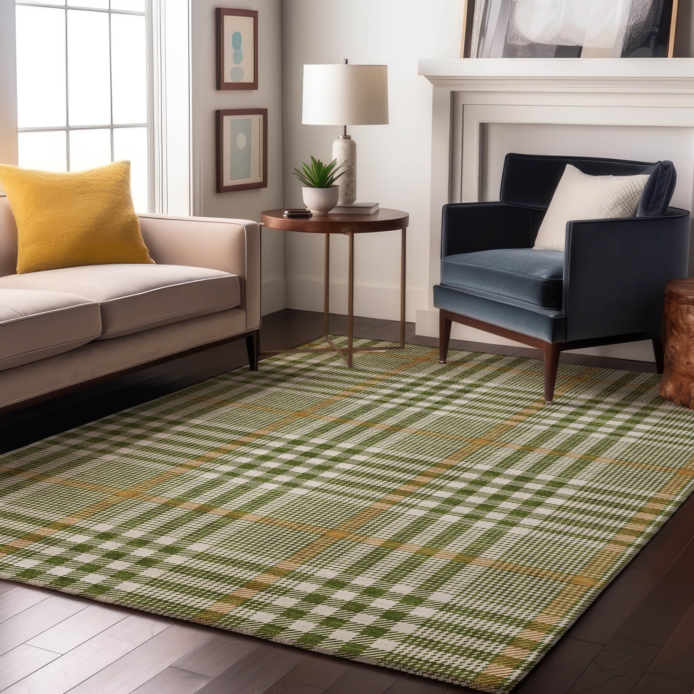 Montevideo Machine Washable Transitional Olive Green Rug 2'6" x 3'10" #shape_Rectangle
