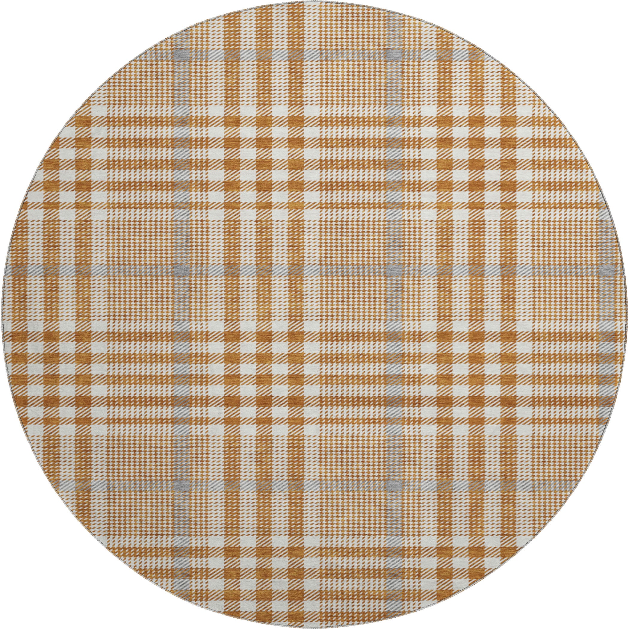 Montevideo Machine Washable Transitional Paprika Orange Rug 8' x 8' #shape_Round