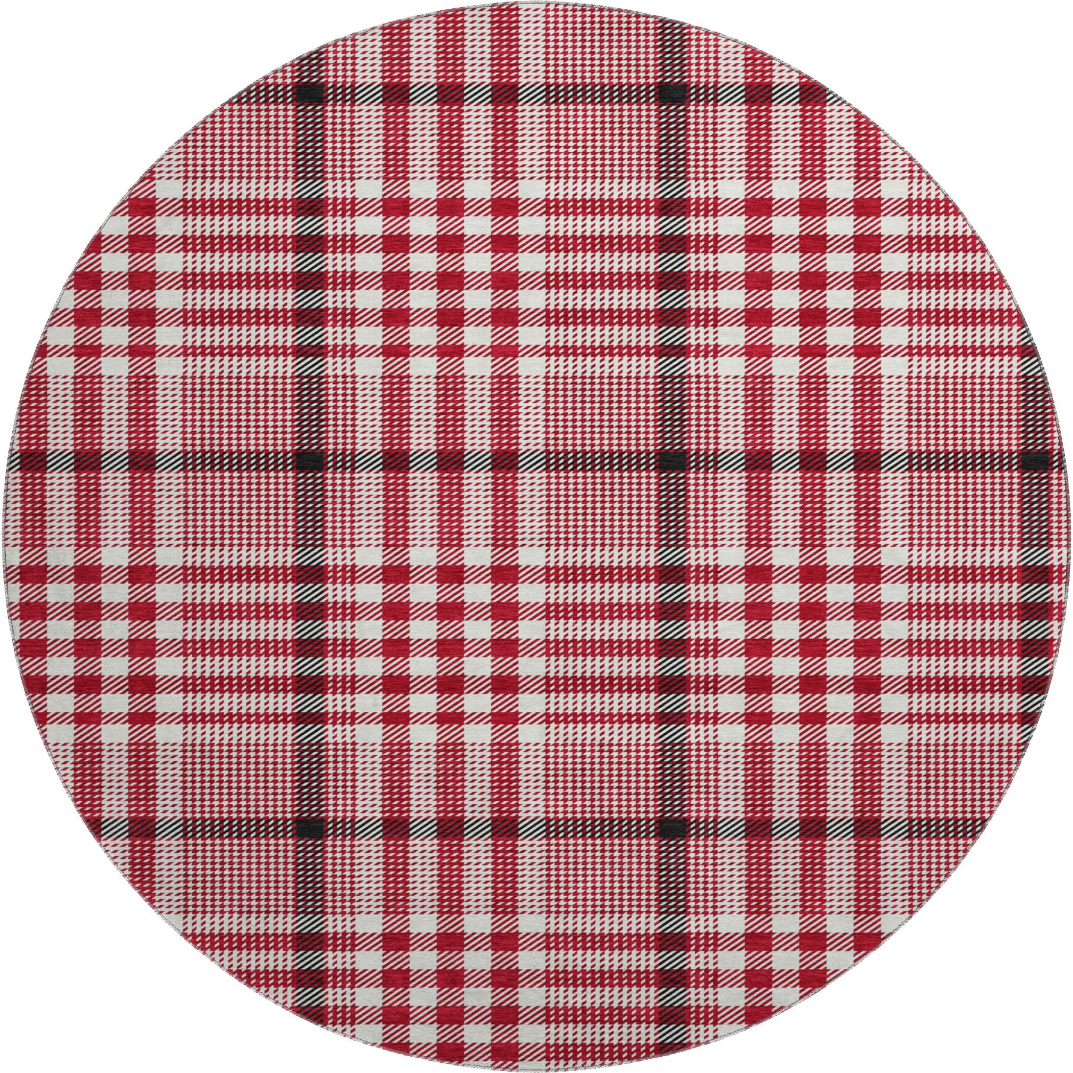Montevideo Machine Washable Transitional Red Rug 8' x 8' #shape_Round