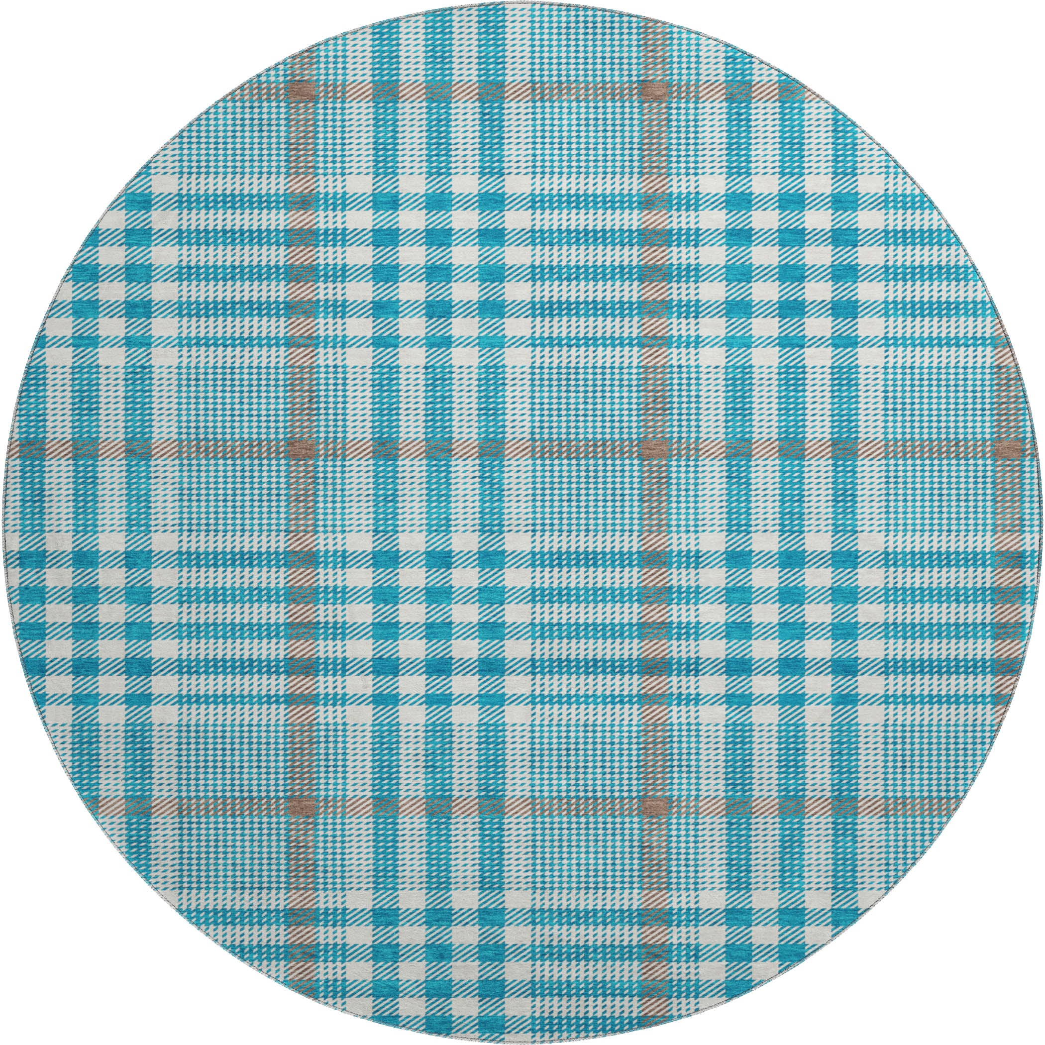 Montevideo Machine Washable Transitional Teal Rug 8' x 8' #shape_Round