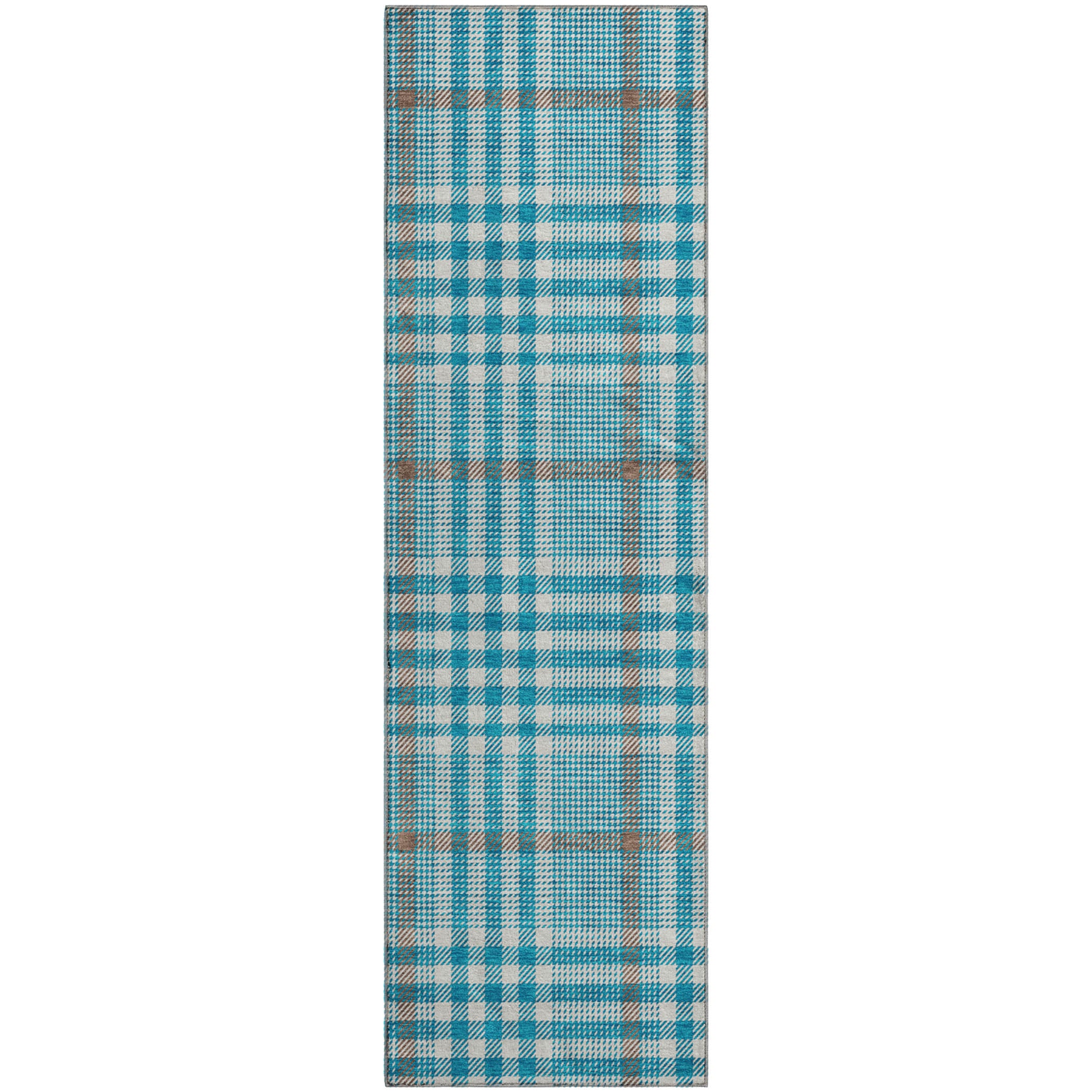 Montevideo Machine Washable Transitional Teal Rug 2'3" x 7'6" #shape_Runner