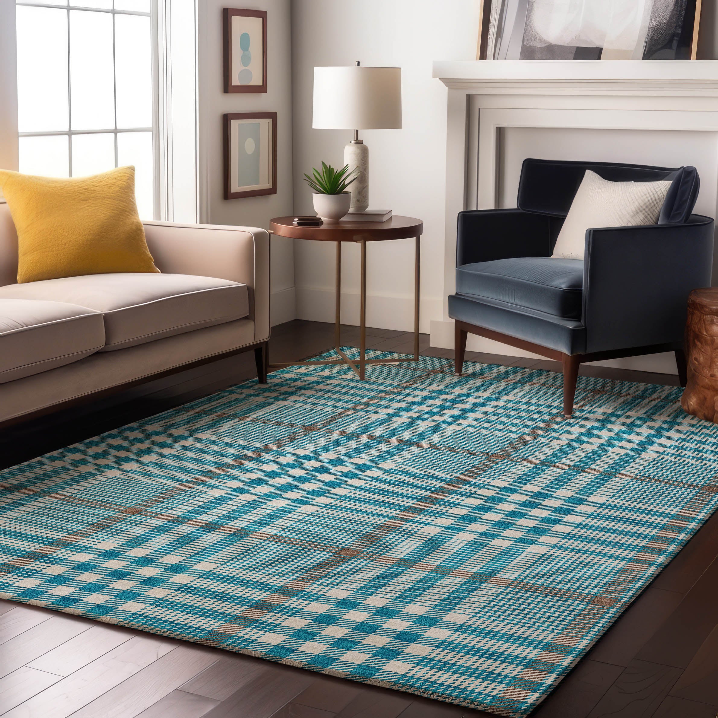 Montevideo Machine Washable Transitional Teal Rug 2'6" x 3'10" #shape_Rectangle