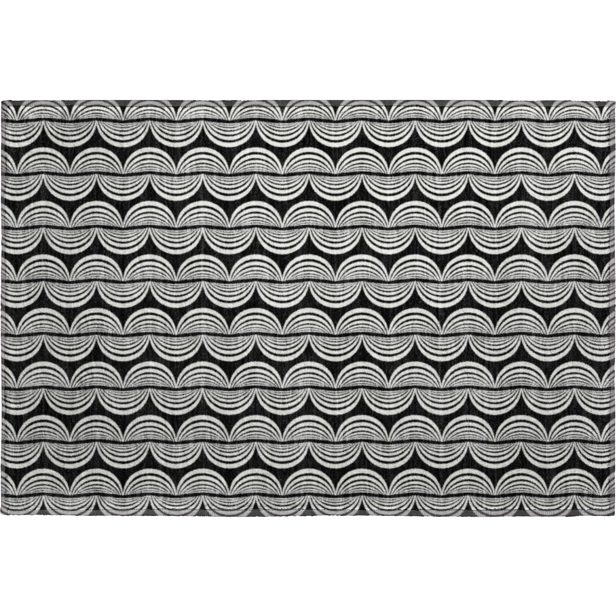 Montevideo Machine Washable Transitional Black Rug 1'8" x 2'6" #shape_Rectangle