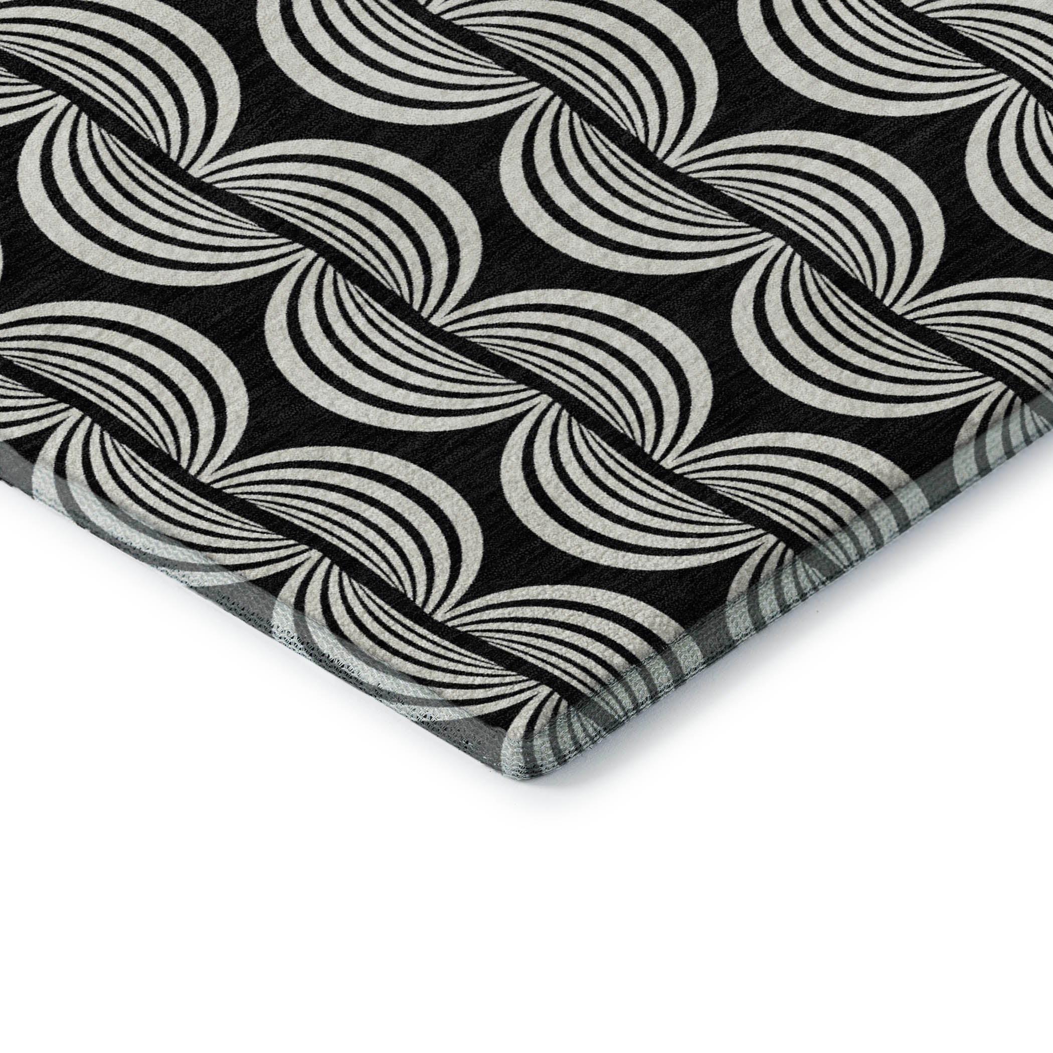 Montevideo Machine Washable Transitional Black Rug 1'8" x 2'6" #shape_Rectangle