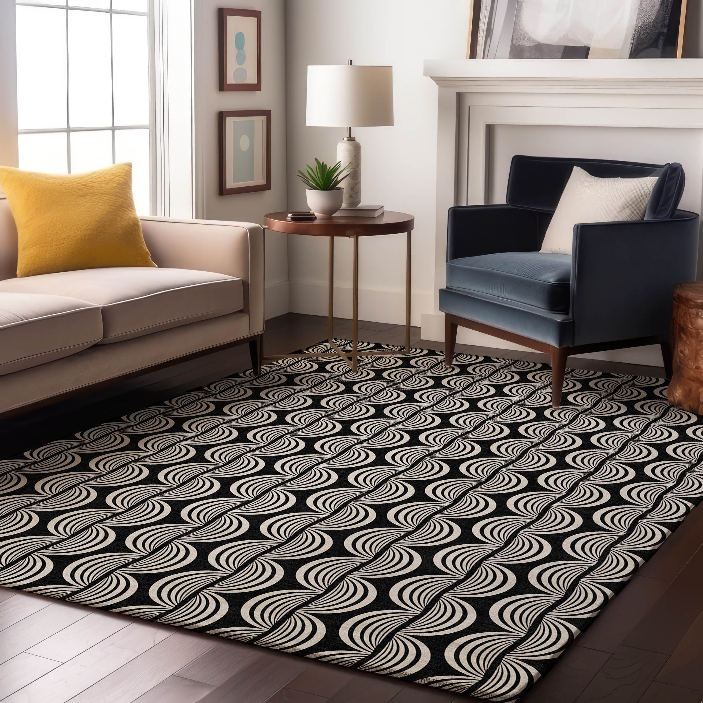 Montevideo Machine Washable Transitional Black Rug 2'6" x 3'10" #shape_Rectangle