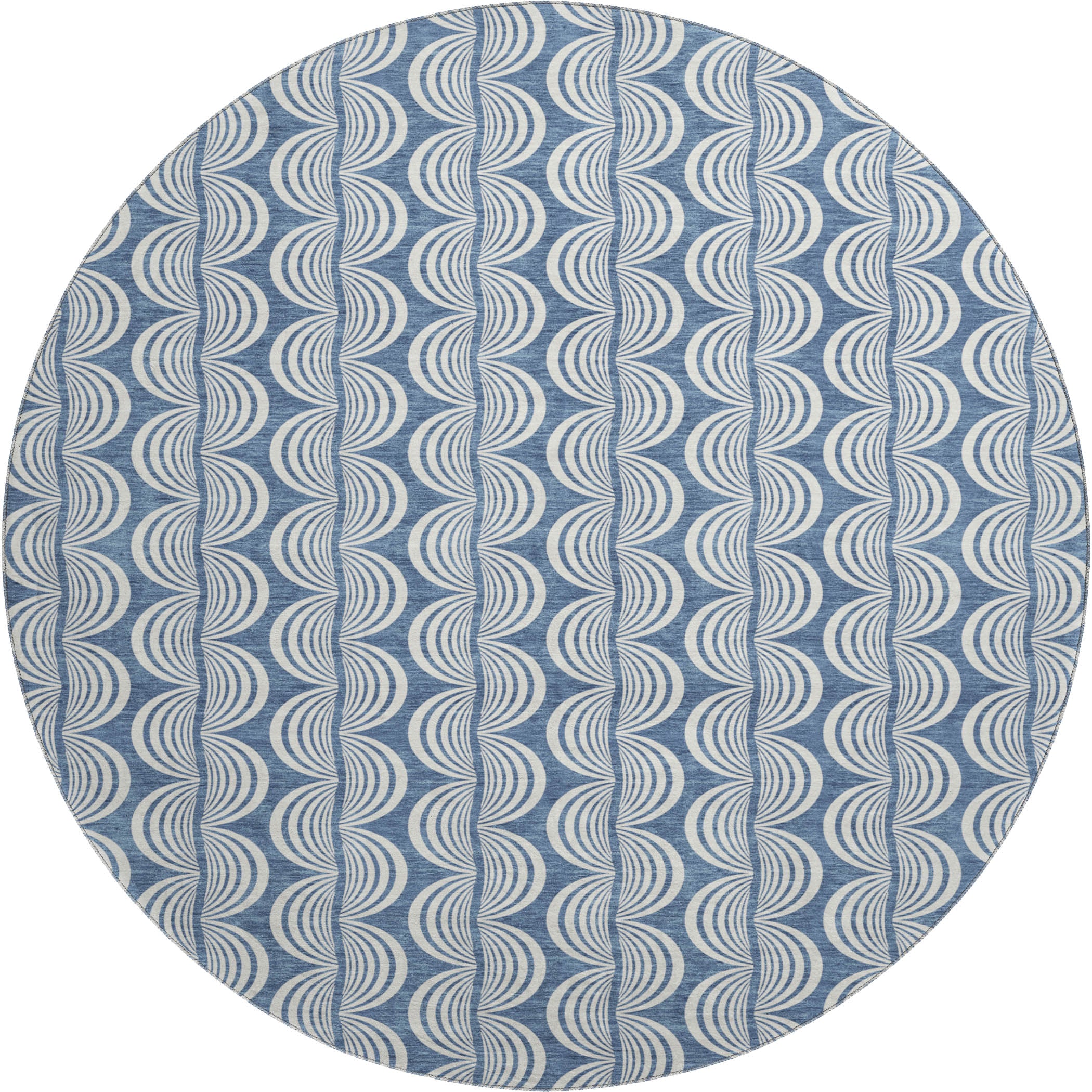 Montevideo Machine Washable Transitional Denim Blue Rug 8' x 8' #shape_Round