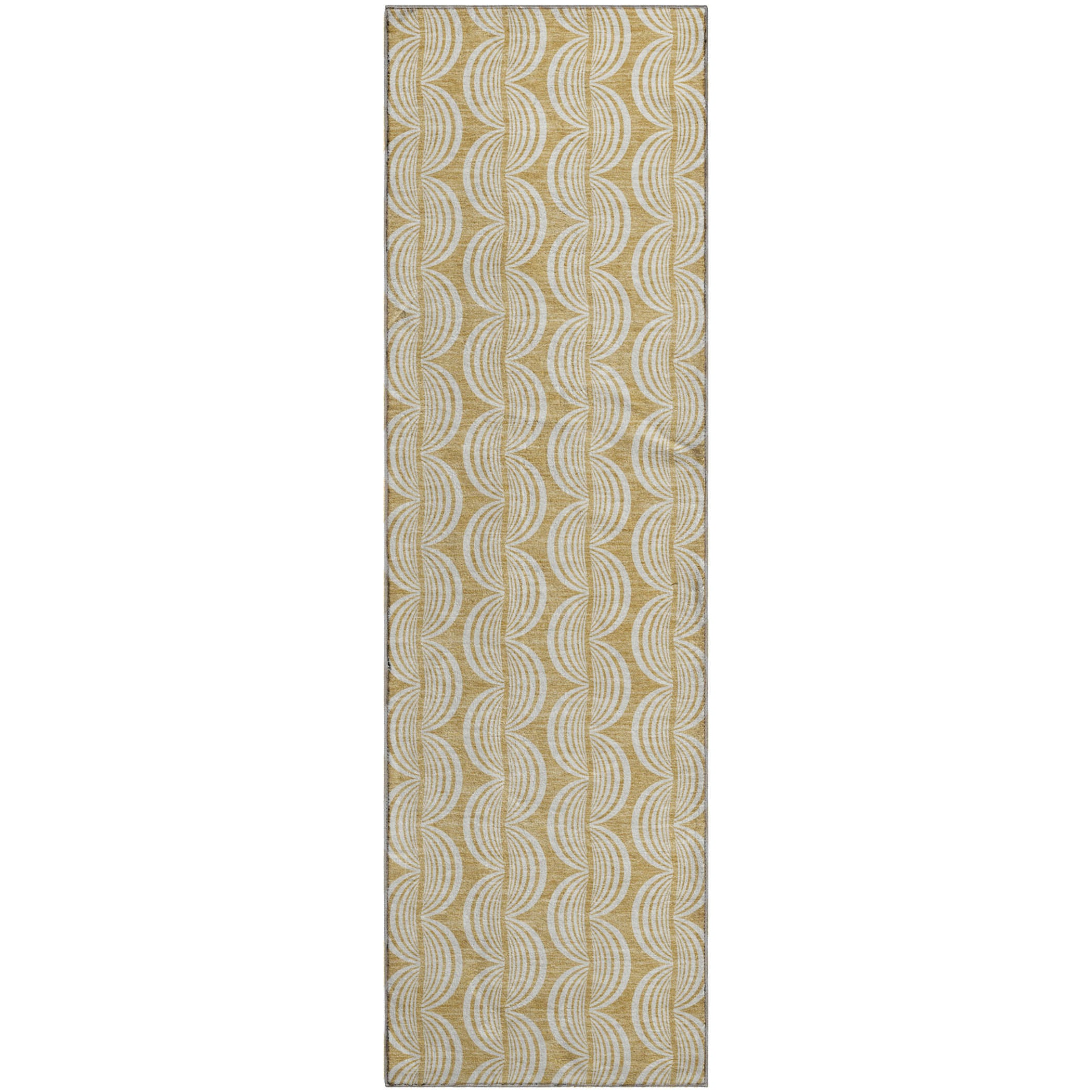 Montevideo Machine Washable Transitional Gold Rug 2'3" x 7'6" #shape_Runner