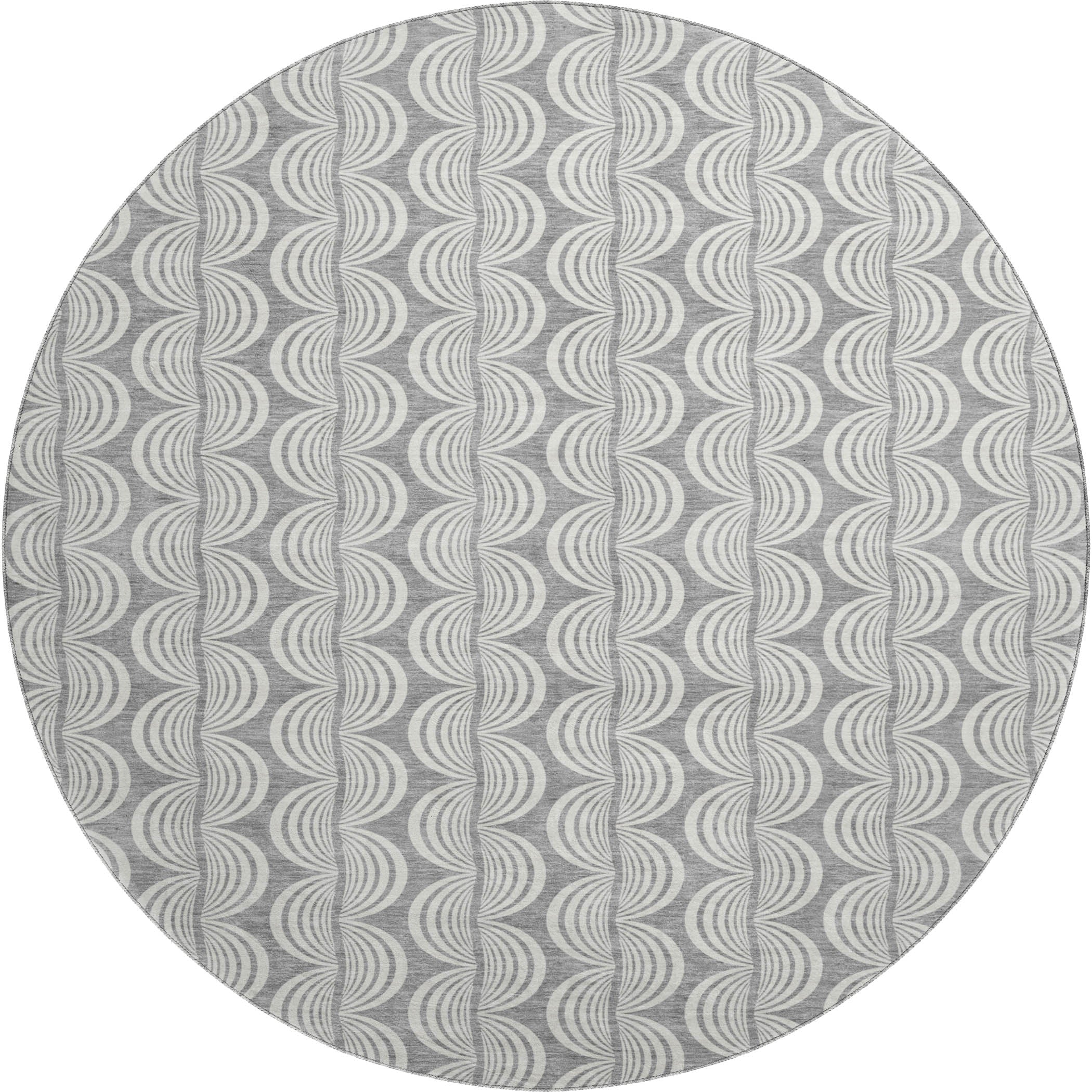 Montevideo Machine Washable Transitional Gray Rug 8' x 8' #shape_Round