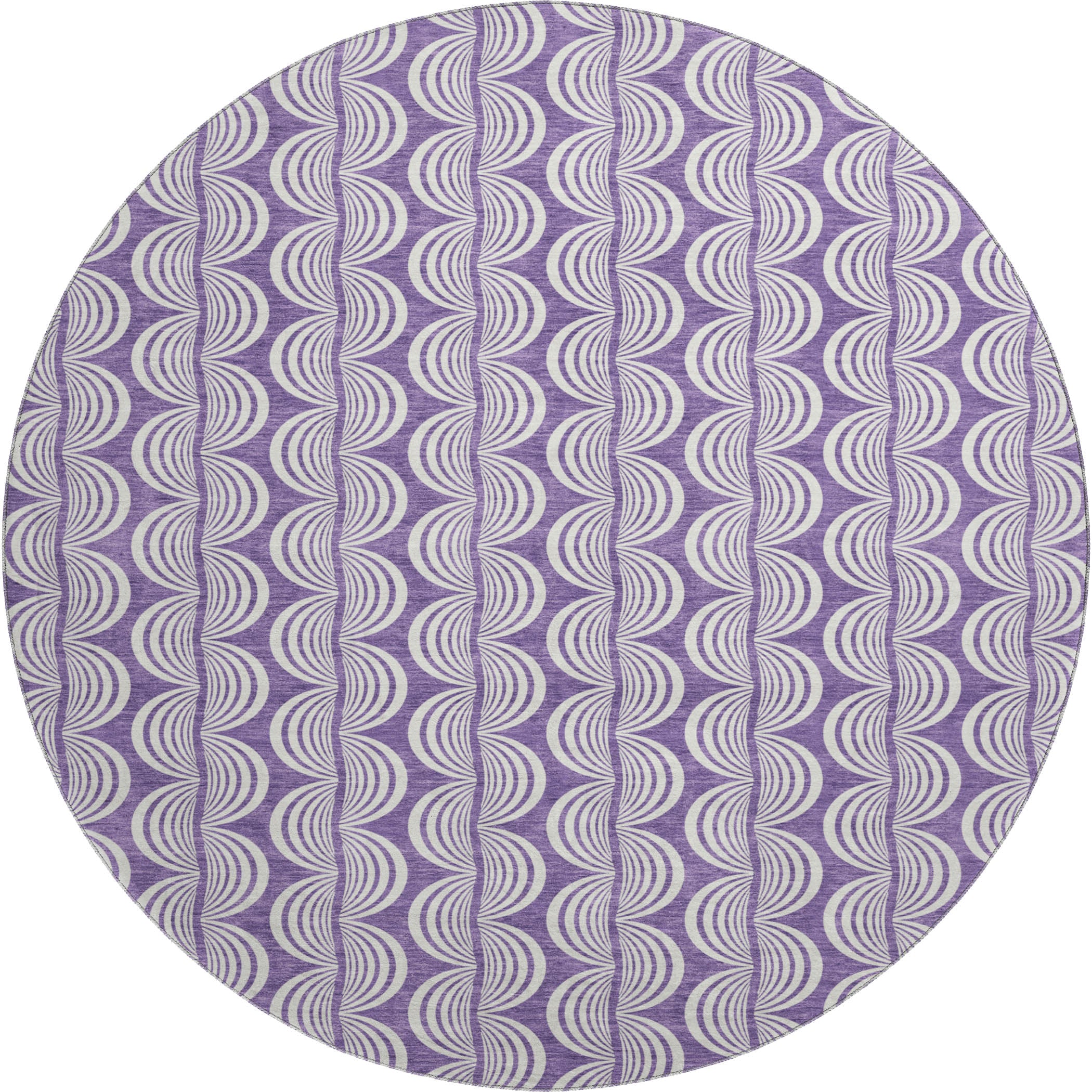 Montevideo Machine Washable Transitional Purple Rug 8' x 8' #shape_Round