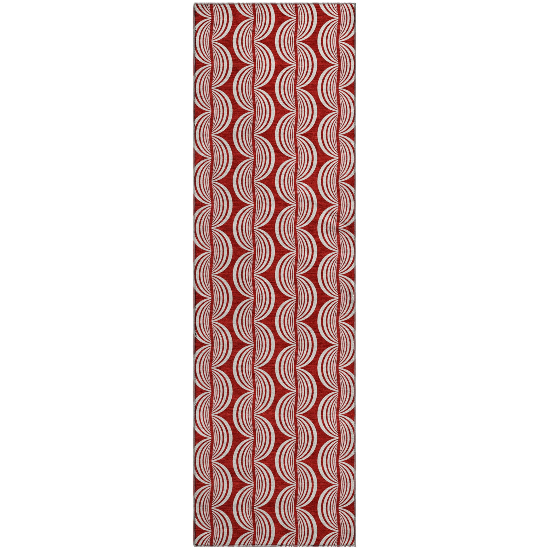 Montevideo Machine Washable Transitional Red Rug 2'3" x 7'6" #shape_Runner
