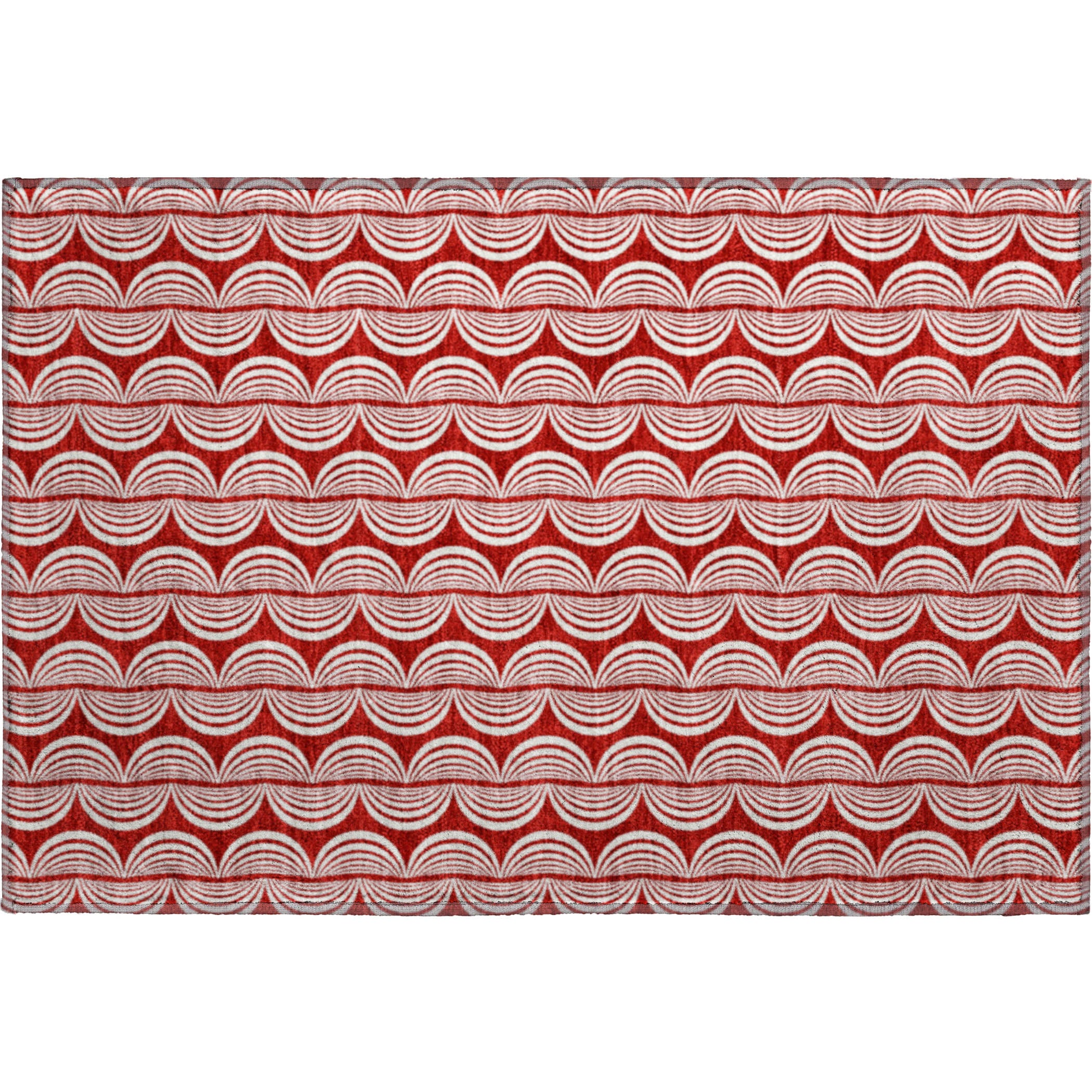 Montevideo Machine Washable Transitional Red Rug 1'8" x 2'6" #shape_Rectangle