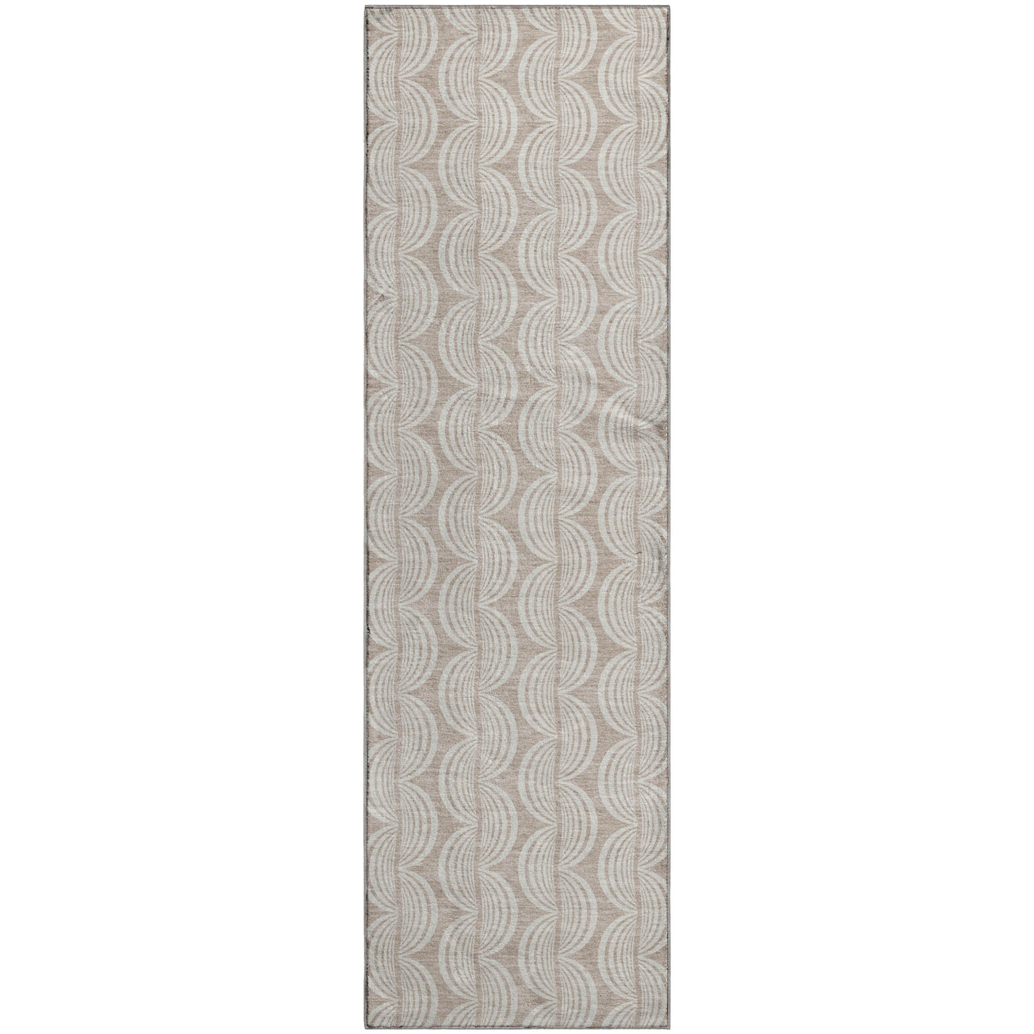 Oaxaca Machine Washable Transitional Khaki Brown Rug 2'3" x 7'6" #shape_Runner