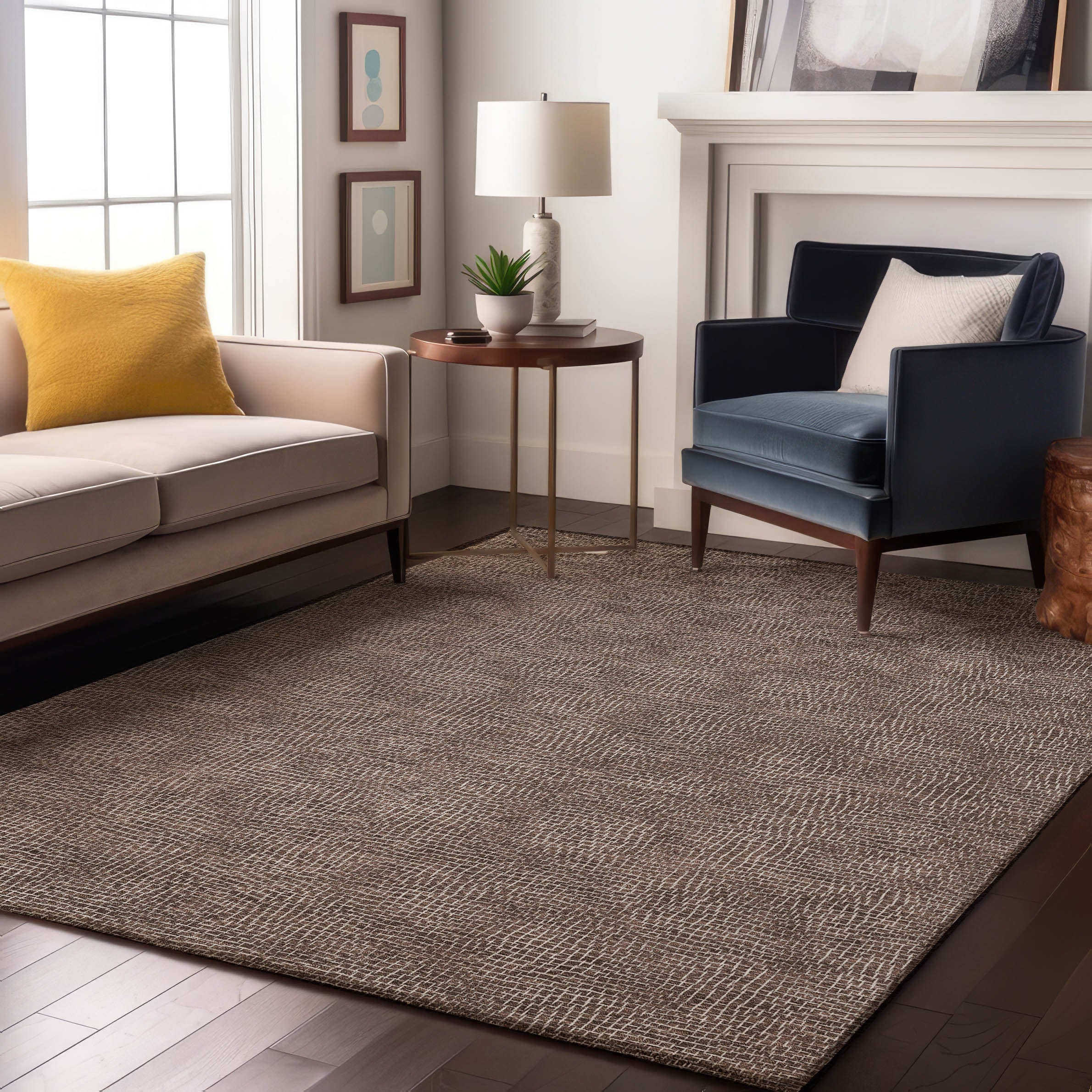 Split Machine Washable Transitional Brown Rug 2'6" x 3'10" #shape_Rectangle