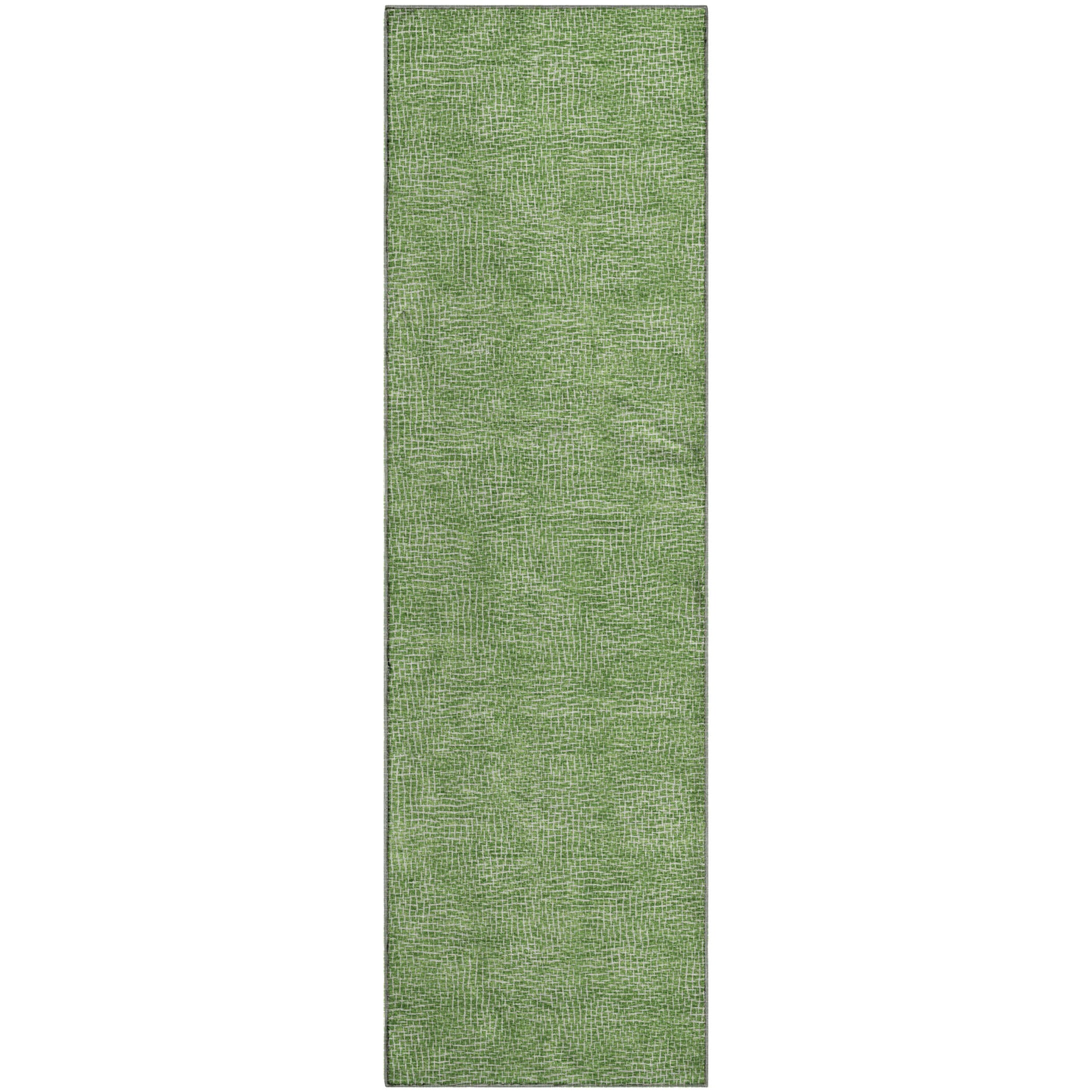 Split Machine Washable Transitional Green Rug 2'3" x 7'6" #shape_Runner