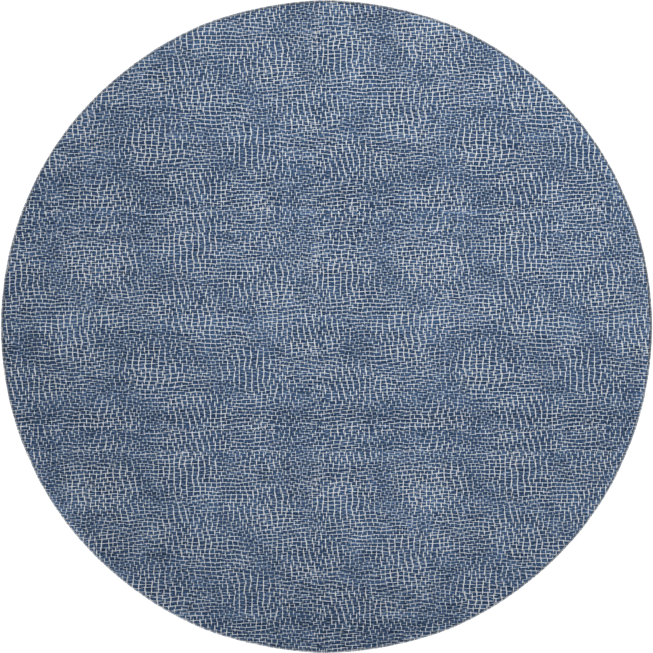 Split Machine Washable Transitional Navy Blue Rug 8' x 8' #shape_Round