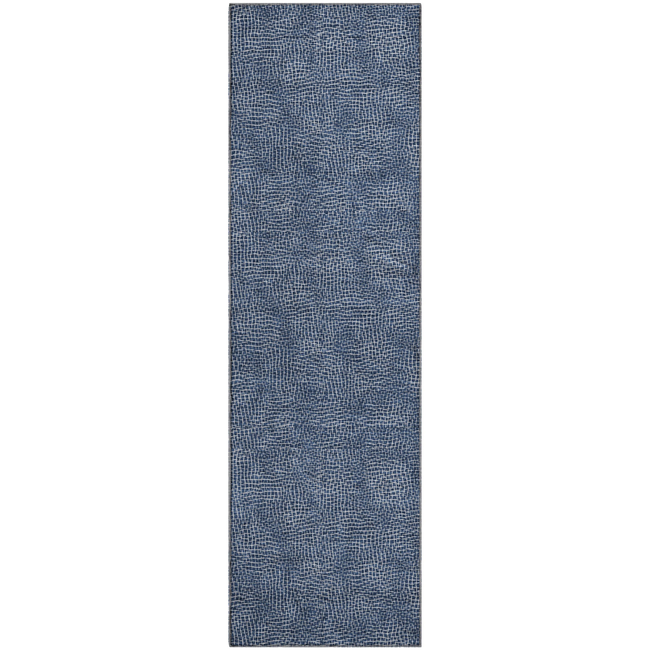 Split Machine Washable Transitional Navy Blue Rug 2'3" x 7'6" #shape_Runner