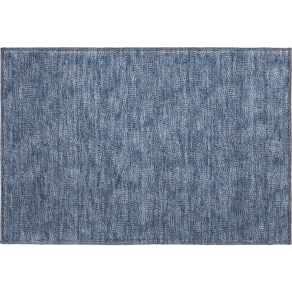 Split Machine Washable Transitional Navy Blue Rug 1'8" x 2'6"