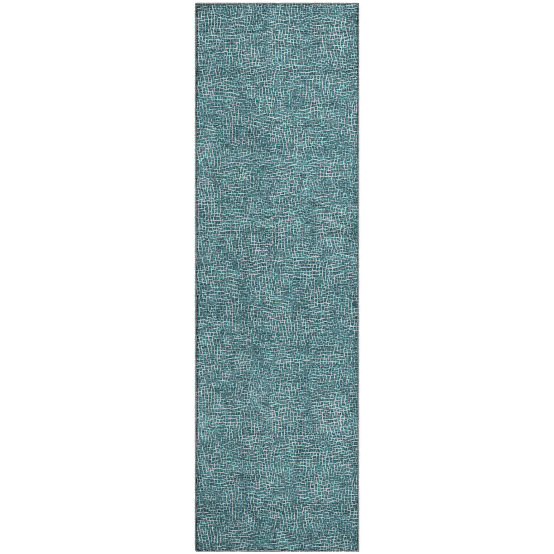 Split Machine Washable Transitional Teal Rug 2'3" x 7'6" #shape_Runner